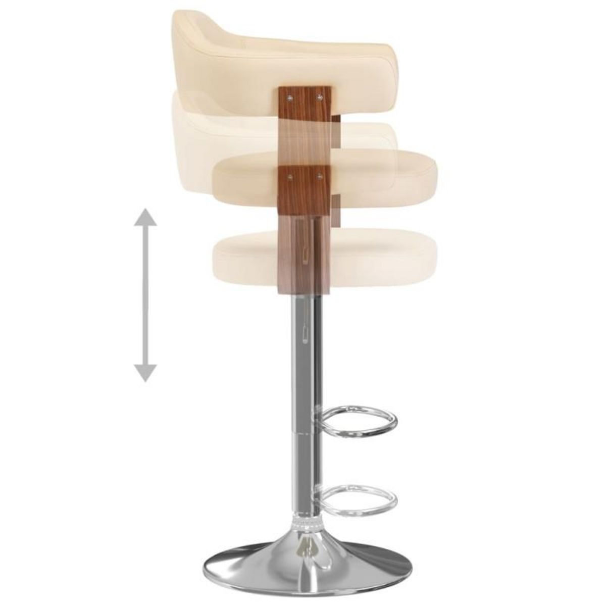 VIDAXL Tabourets de bar lot de 2 crème bois courbé et similicuir