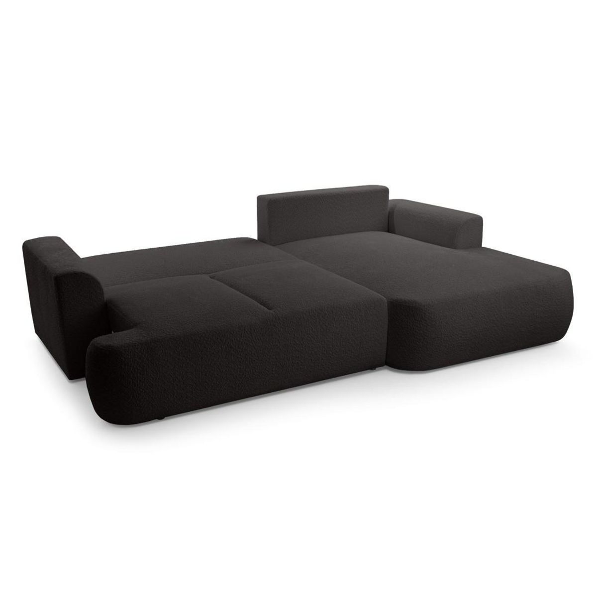 BEST MOBILIER Candela - canapé d'angle droit 4 places - convertible avec coffre - en tissu bouclette