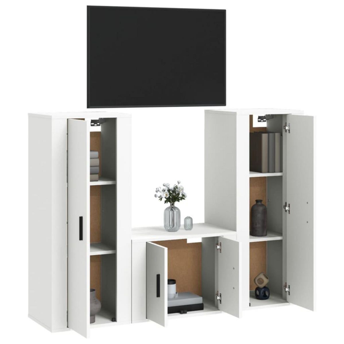 VIDAXL Ensemble de meubles TV 3 pcs Blanc Bois d'ingenierie
