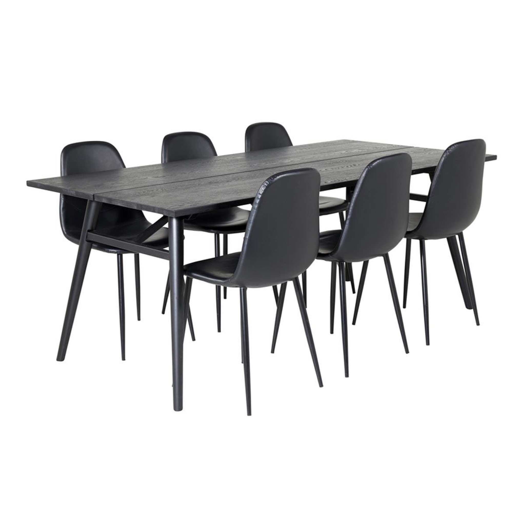 Paris Prix Ensemble table à manger extensible & 6 chaises design  sleek & polar  195-280cm noir