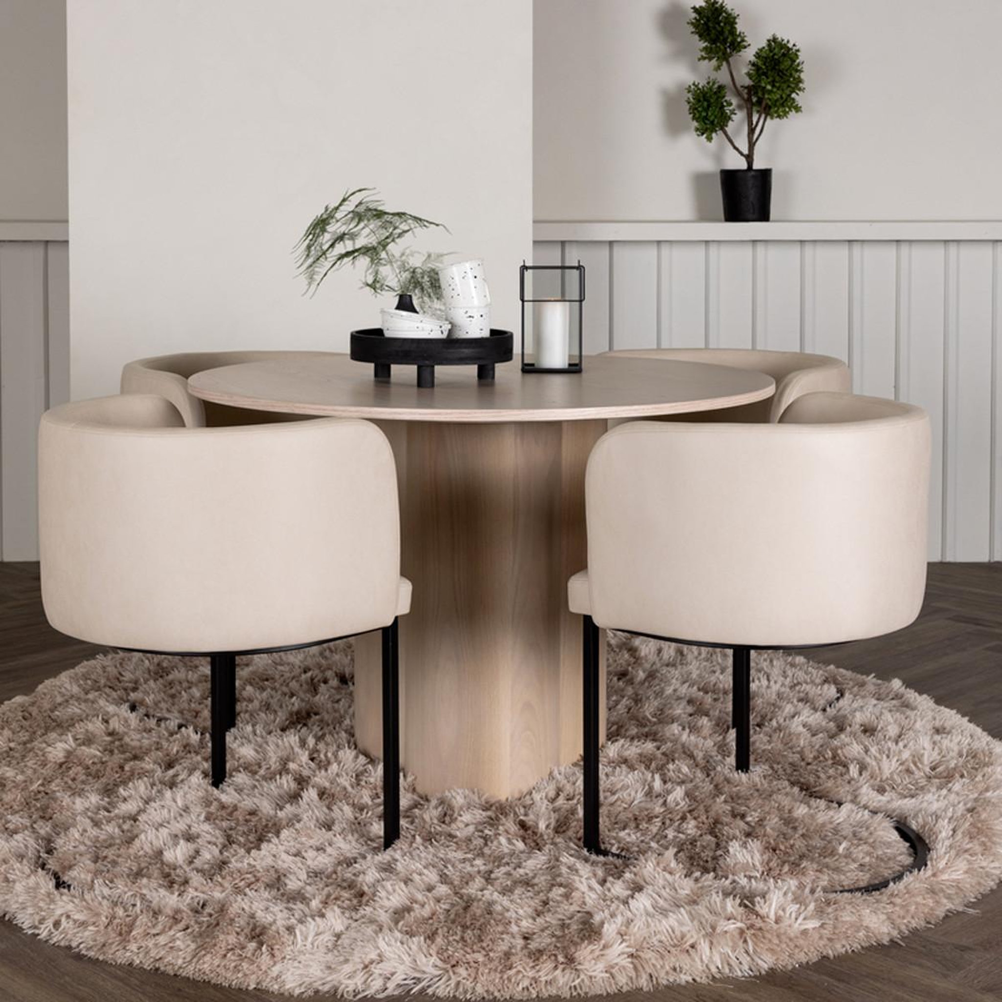 Voir la diapositive 3 : Paris Prix Ensemble table à manger & 4 chaises  olivia & simrishamn  110cm naturel & beige