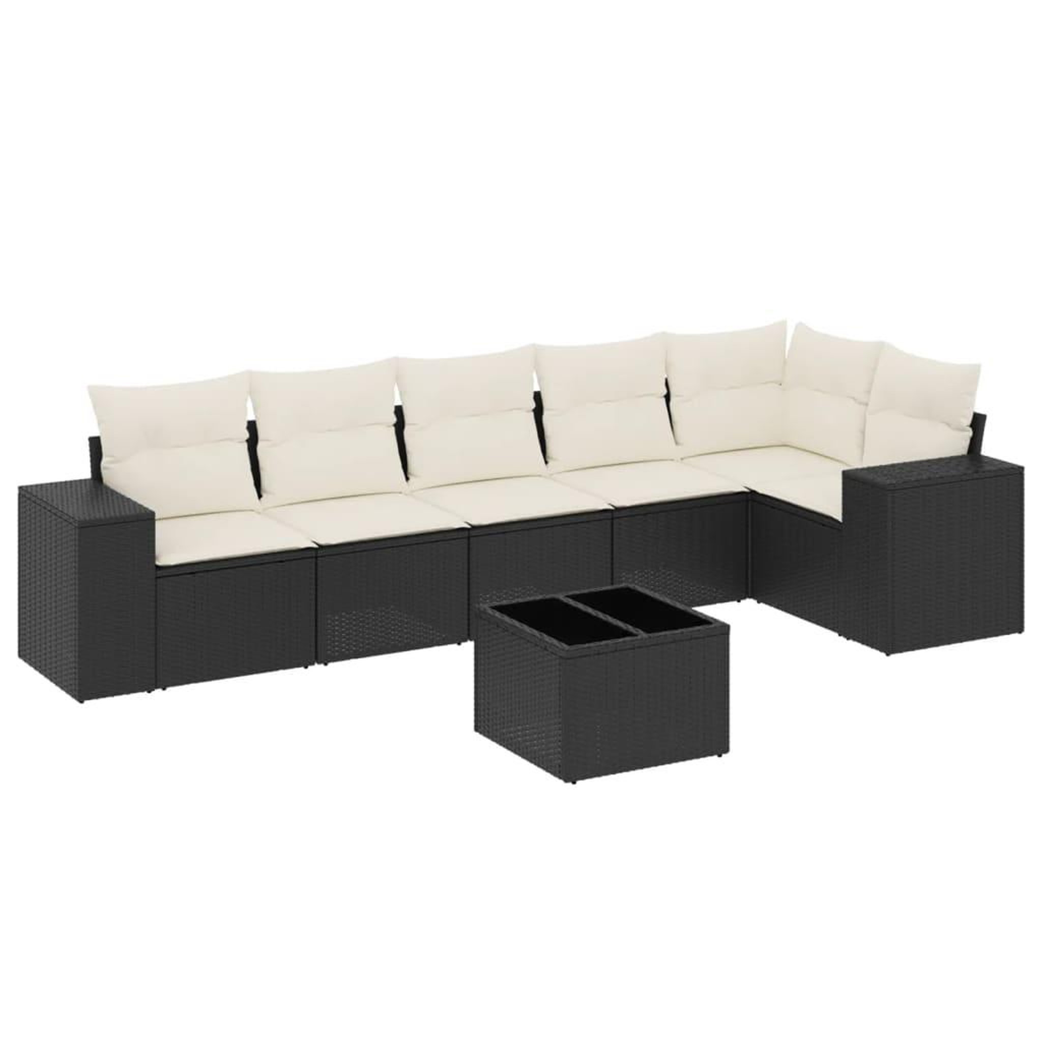 Voir la diapositive 2 : VIDAXL Salon de jardin 7 pcs avec coussins noir resine tressee