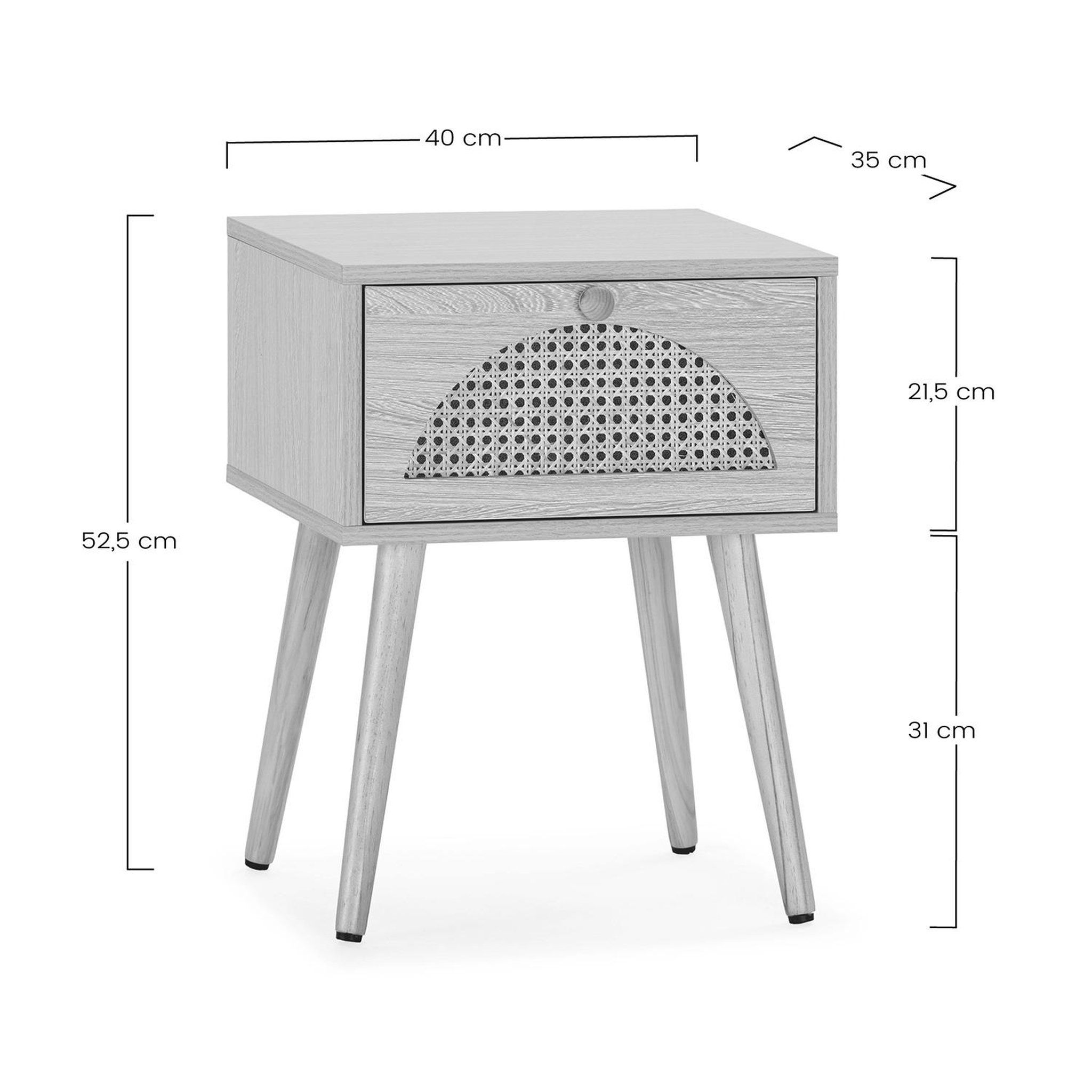 Voir la diapositive 6 : VS VENTA-STOCK Table de chevet Luna 1 tiroir couleur chêne
