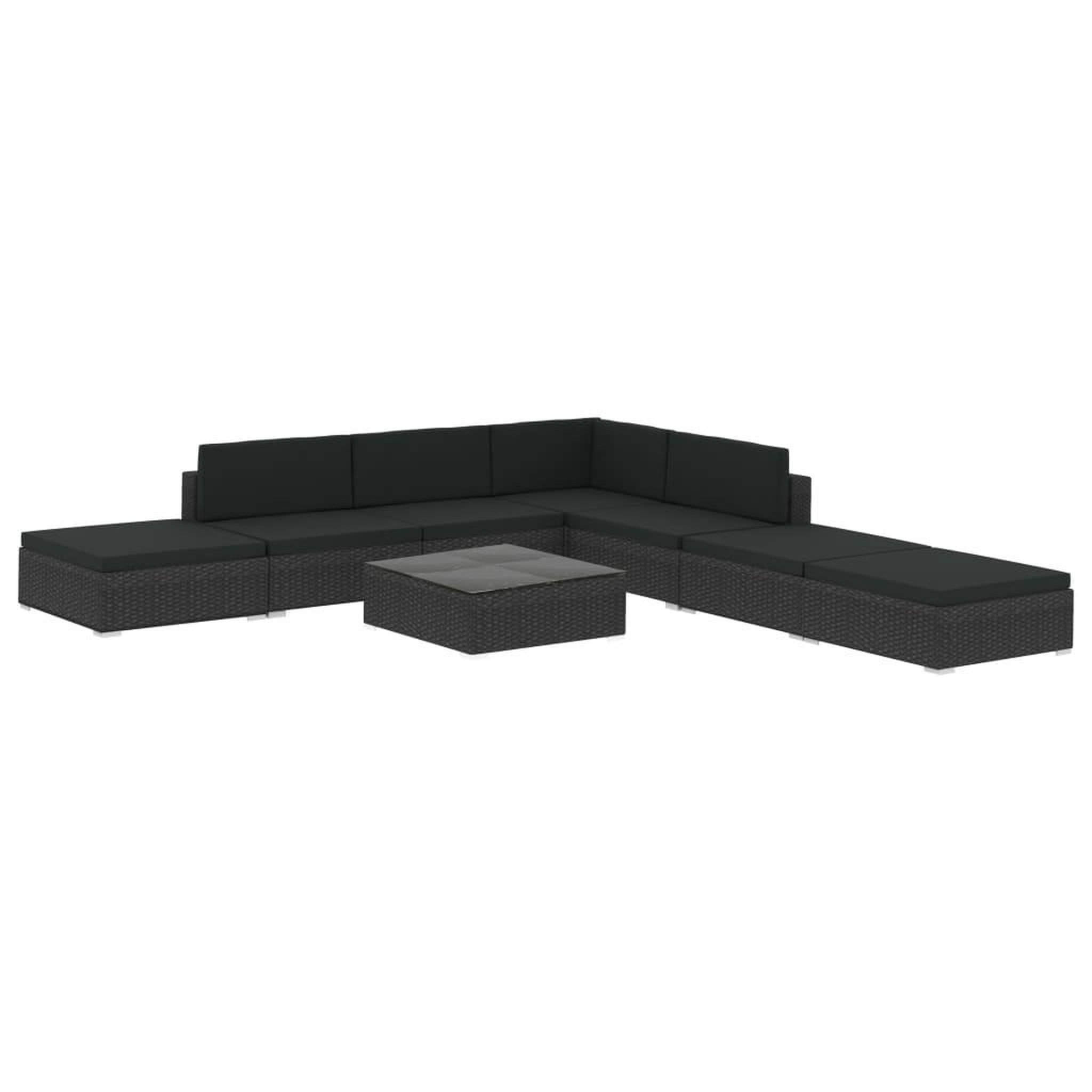 VIDAXL Salon de jardin 8 pcs avec coussins resine tressee noir