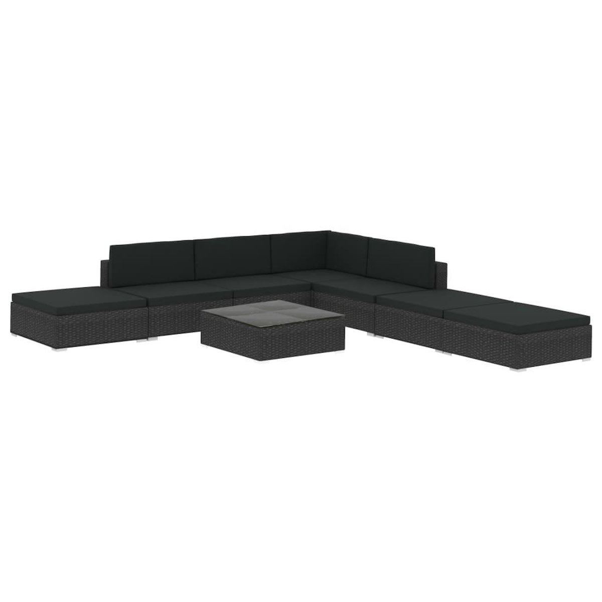 VIDAXL Salon de jardin 8 pcs avec coussins resine tressee noir