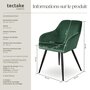 Voir la diapositive 6 : tectake Chaise style scandinave rembourrée aspect velours vert foncé/noir Lot de 4