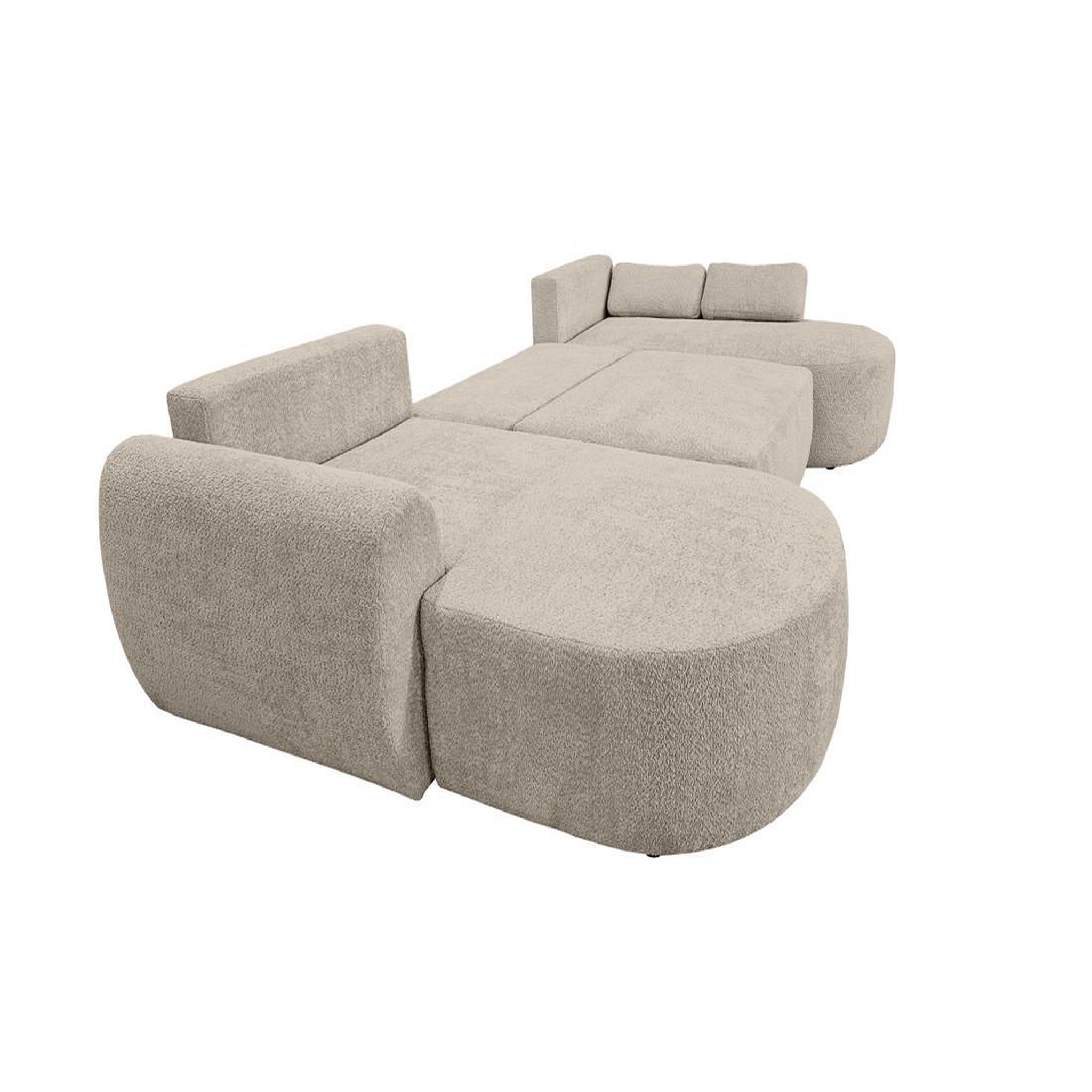 Voir la diapositive 2 : BEST MOBILIER Mahina - canapé panoramique en u 7 places - convertible avec coffre - en tissu bouclette