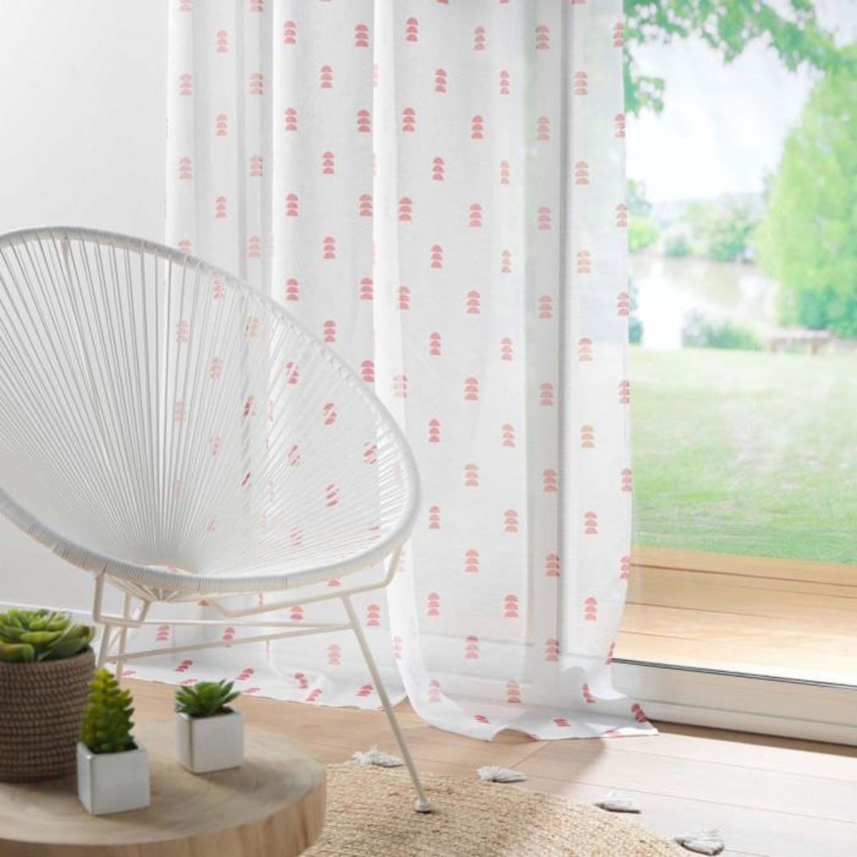 Paris Prix Rideau Voilage à Œillets  Geokid  140x240cm Rose