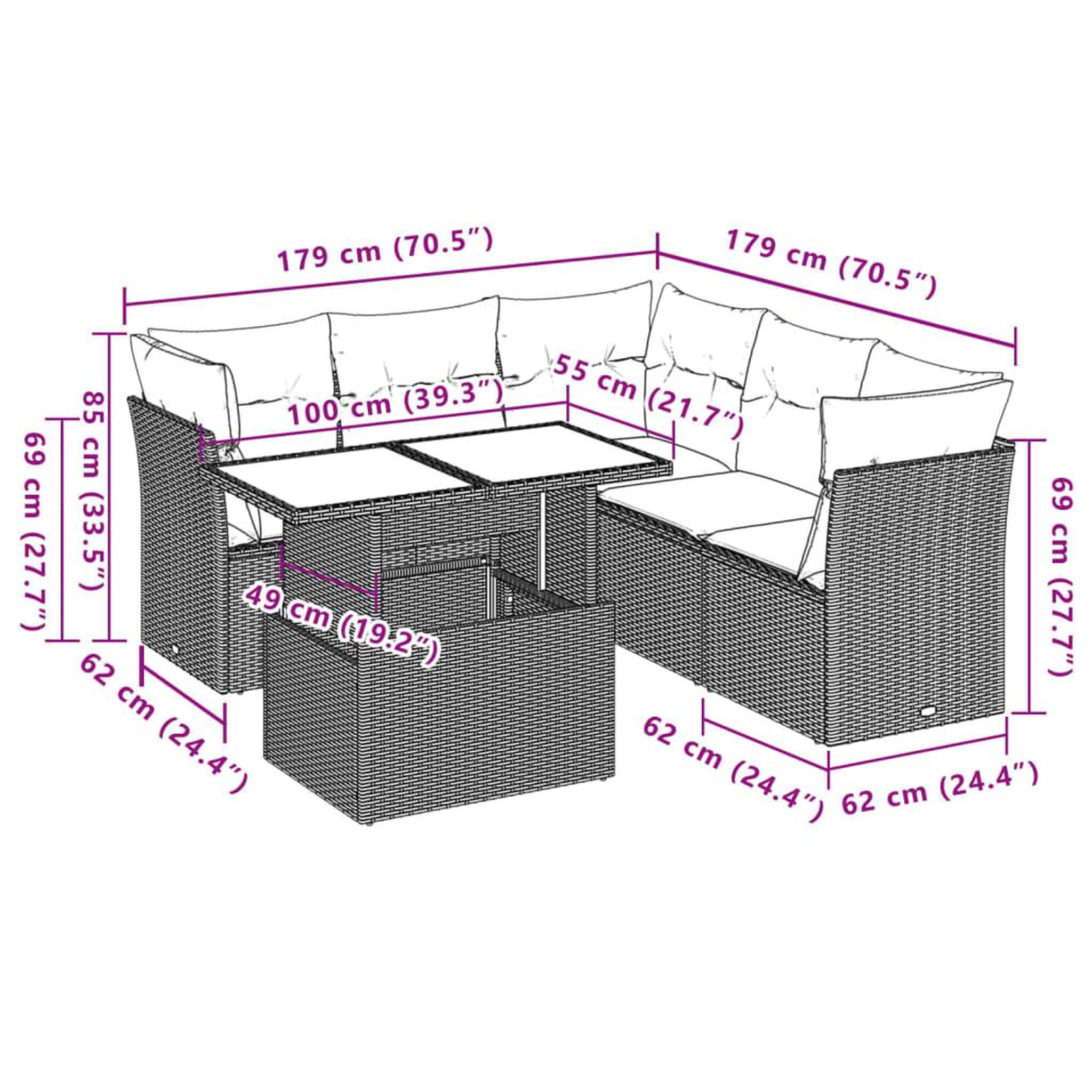 Voir la diapositive 6 : VIDAXL Salon de jardin 6 pcs avec coussins noir resine tressee