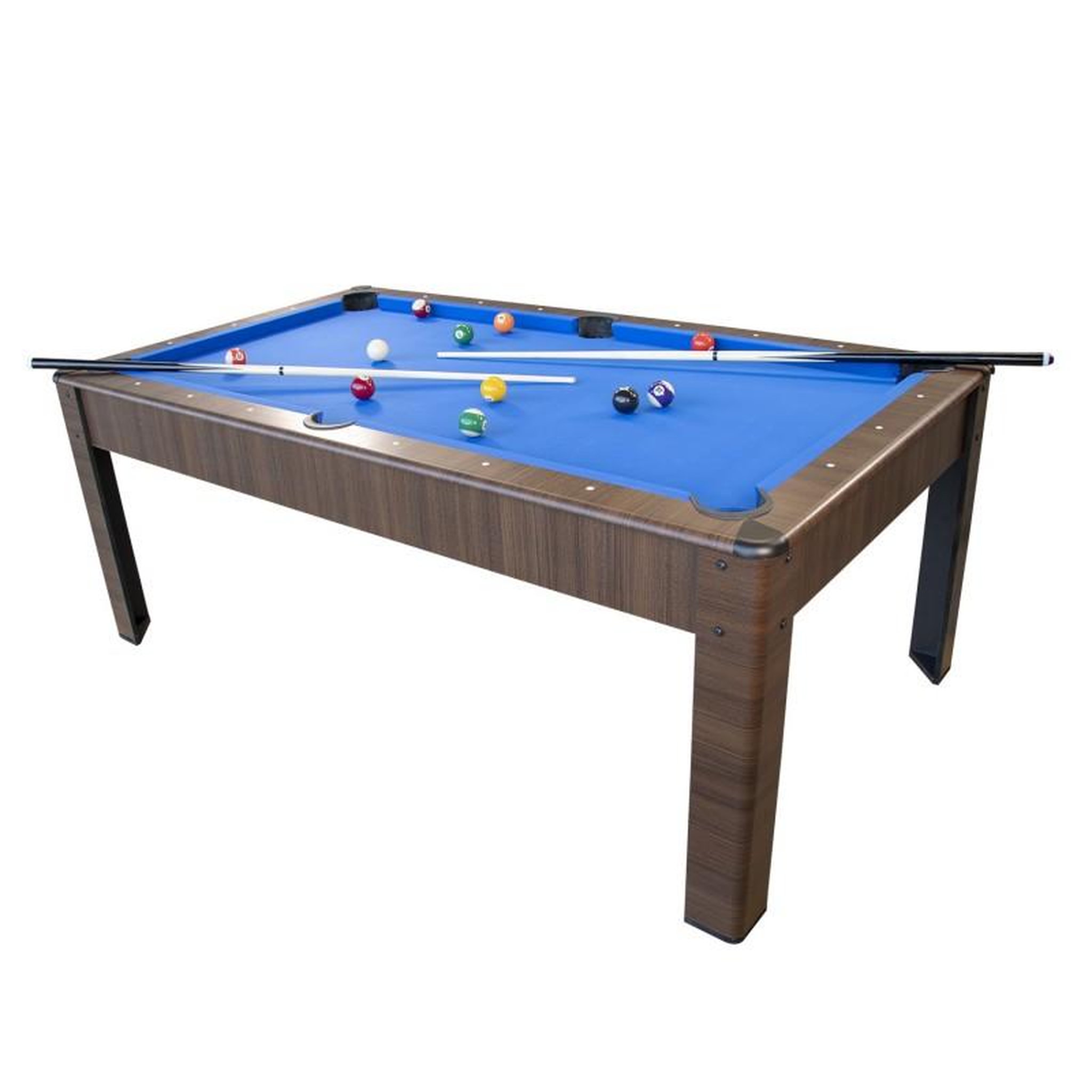 Voir la diapositive 2 : PLAY4FUN Billard Américain AMBIANCE 7Ft - 226,5 x 126,5 x 80 cm avec accessoires et plateau dînatoire - Couleur Chêne