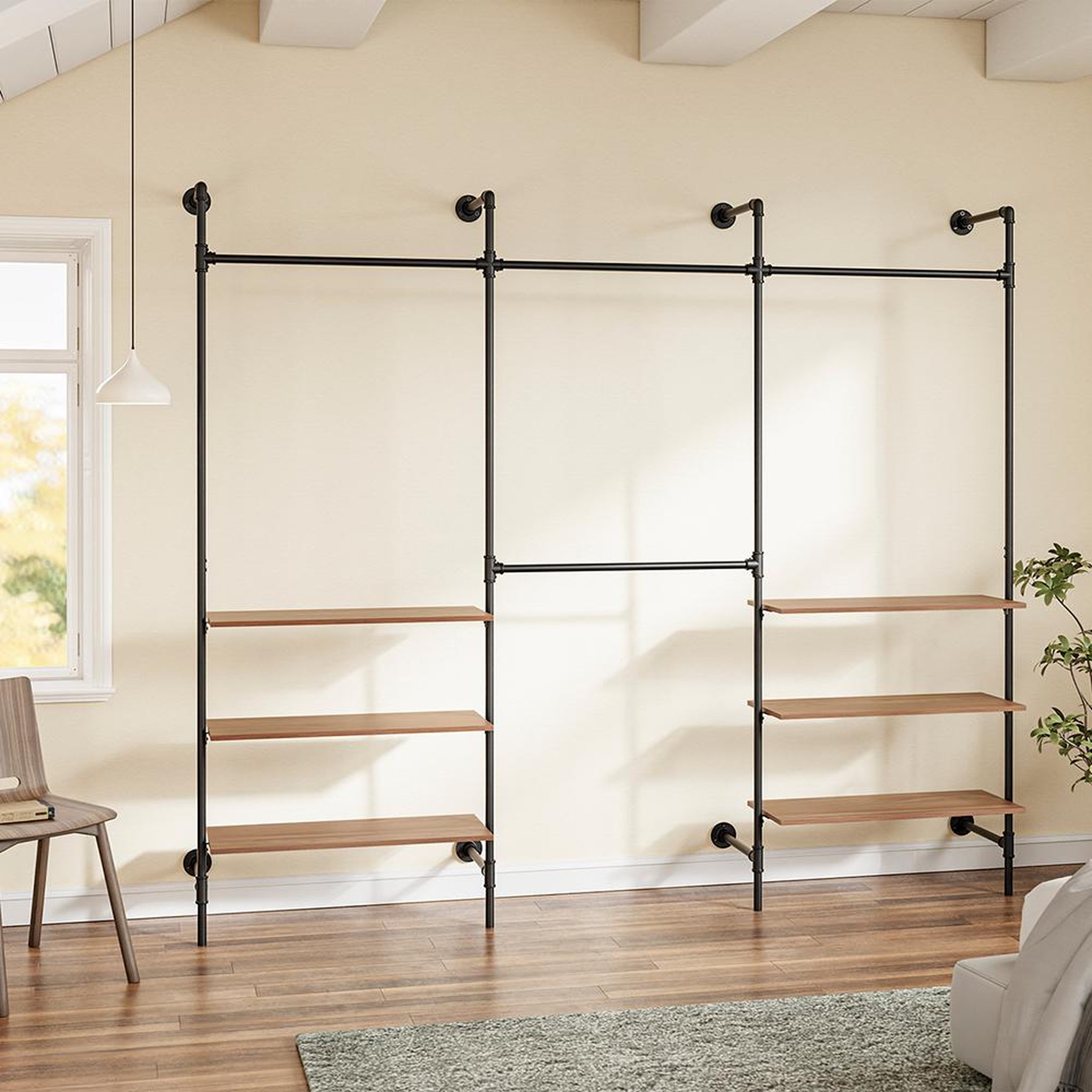 Voir la diapositive 5 : SOBUY Porte-manteaux mural avec étagères Noir 265x48x220cm KLS19-SCH
