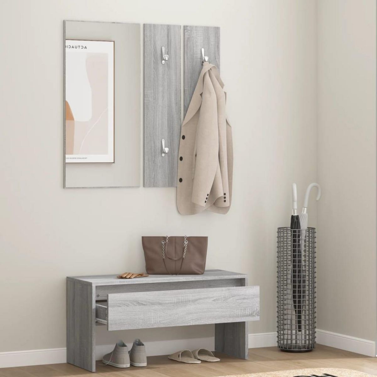 VIDAXL Ensemble de meubles de couloir Sonoma gris Bois d'ingenierie
