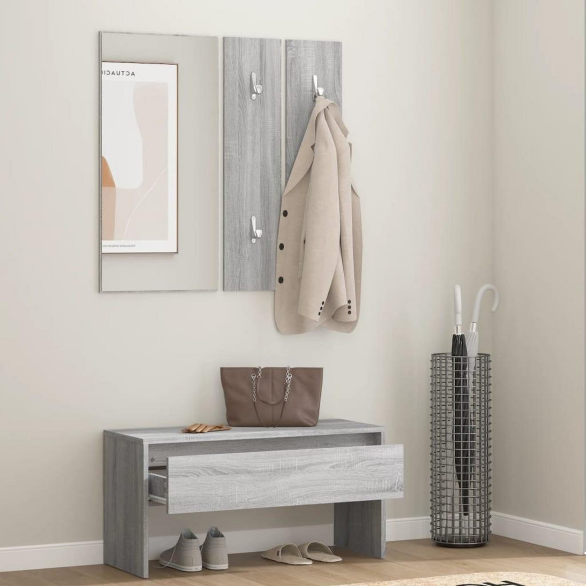 VIDAXL Ensemble de meubles de couloir Sonoma gris Bois d'ingenierie