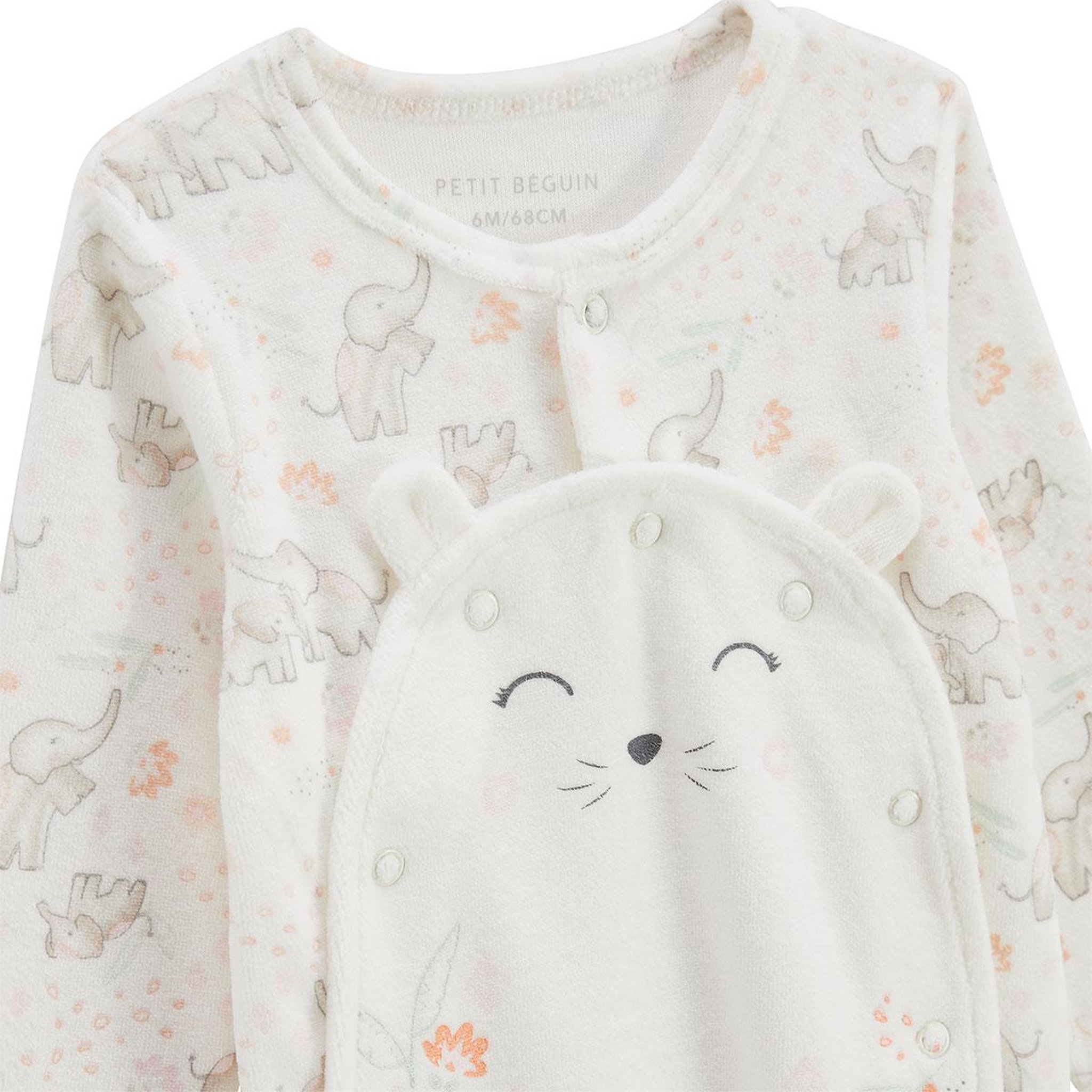 Voir la diapositive 3 : Petit Béguin Pyjama bébé en velours ouverture pont badian