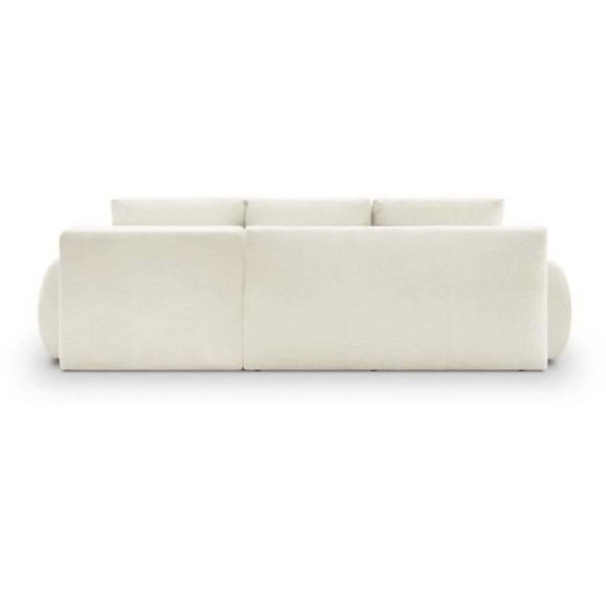 MARKET24 Canapé d'angle droit convertible 4/5 places MILO - Tissu bouclette beige clair - Coffre de rangement - L 264 x H 84 x P 99/145