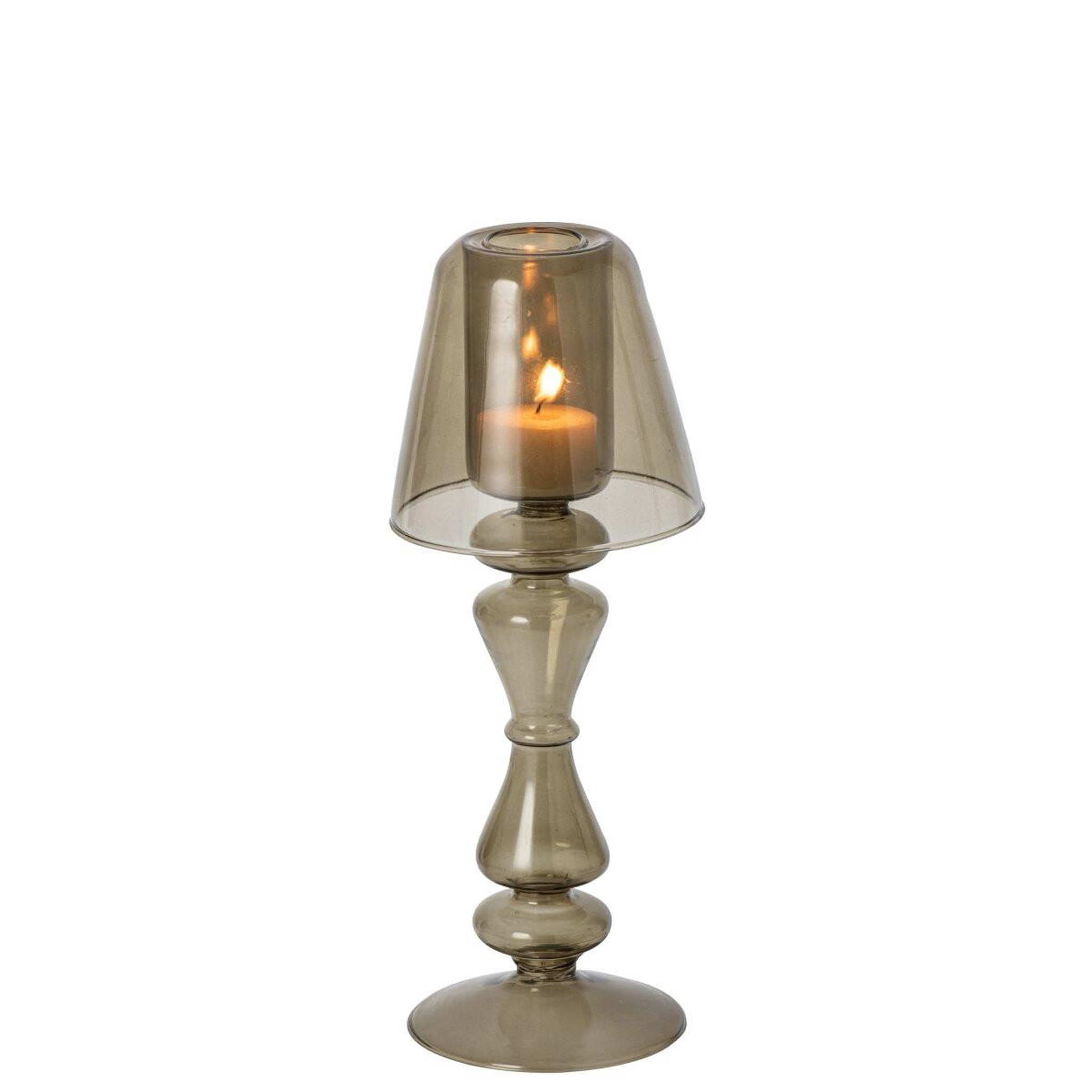 Voir la diapositive 2 : J-LINE Photophore Lampe en Verre  Silje  26cm Vert Olive