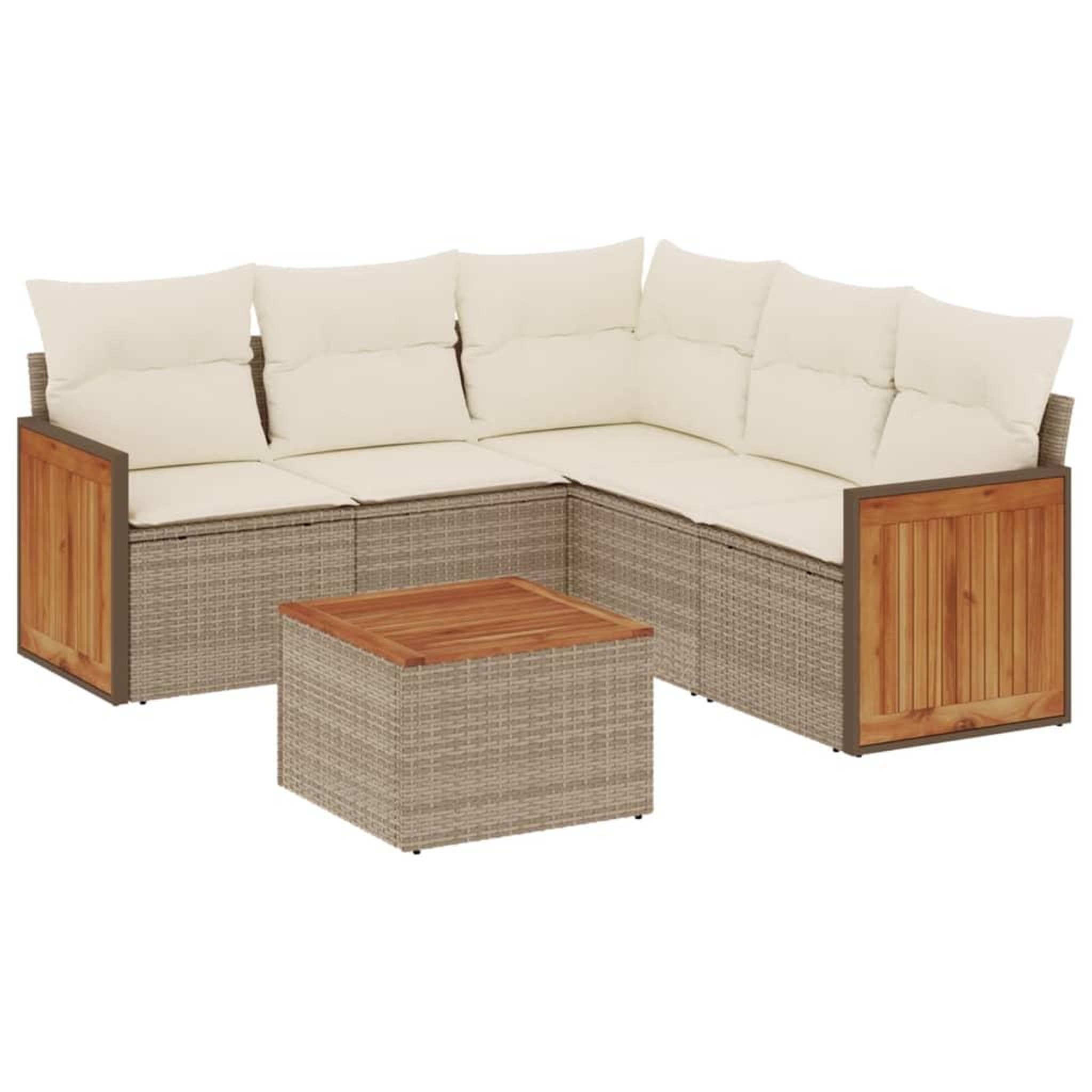 Voir la diapositive 2 : VIDAXL Salon de jardin avec coussins 6 pcs beige resine tressee