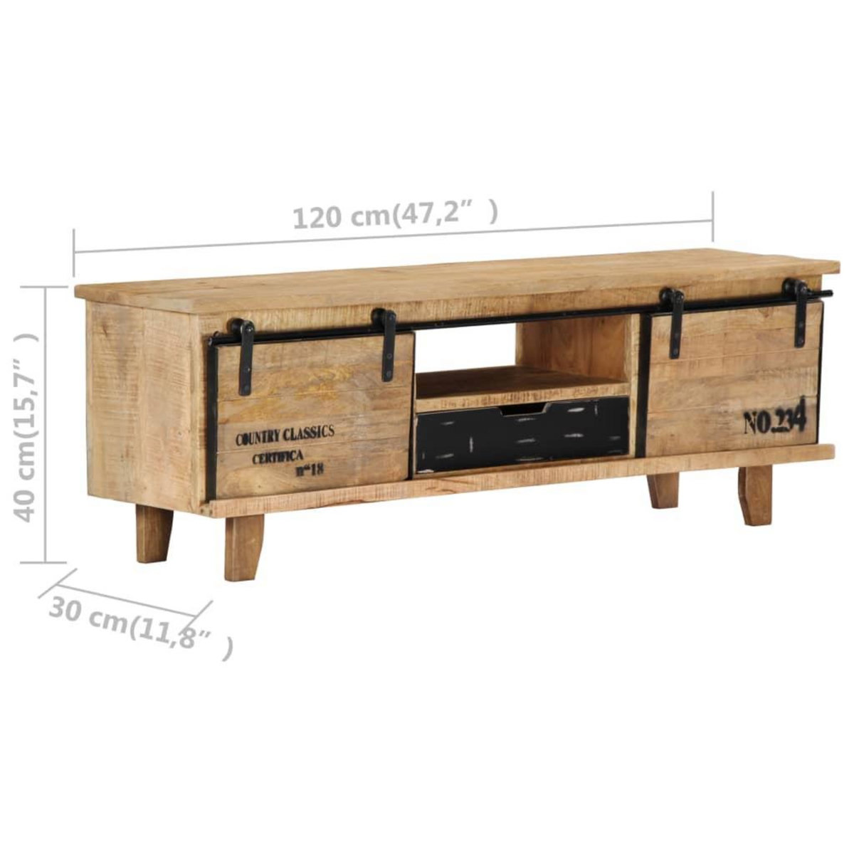 VIDAXL Meuble TV 120x30x40 cm Bois massif de manguier