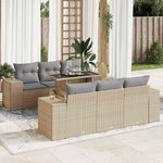 VIDAXL Salon de jardin avec coussins 7 pcs beige resine tressee