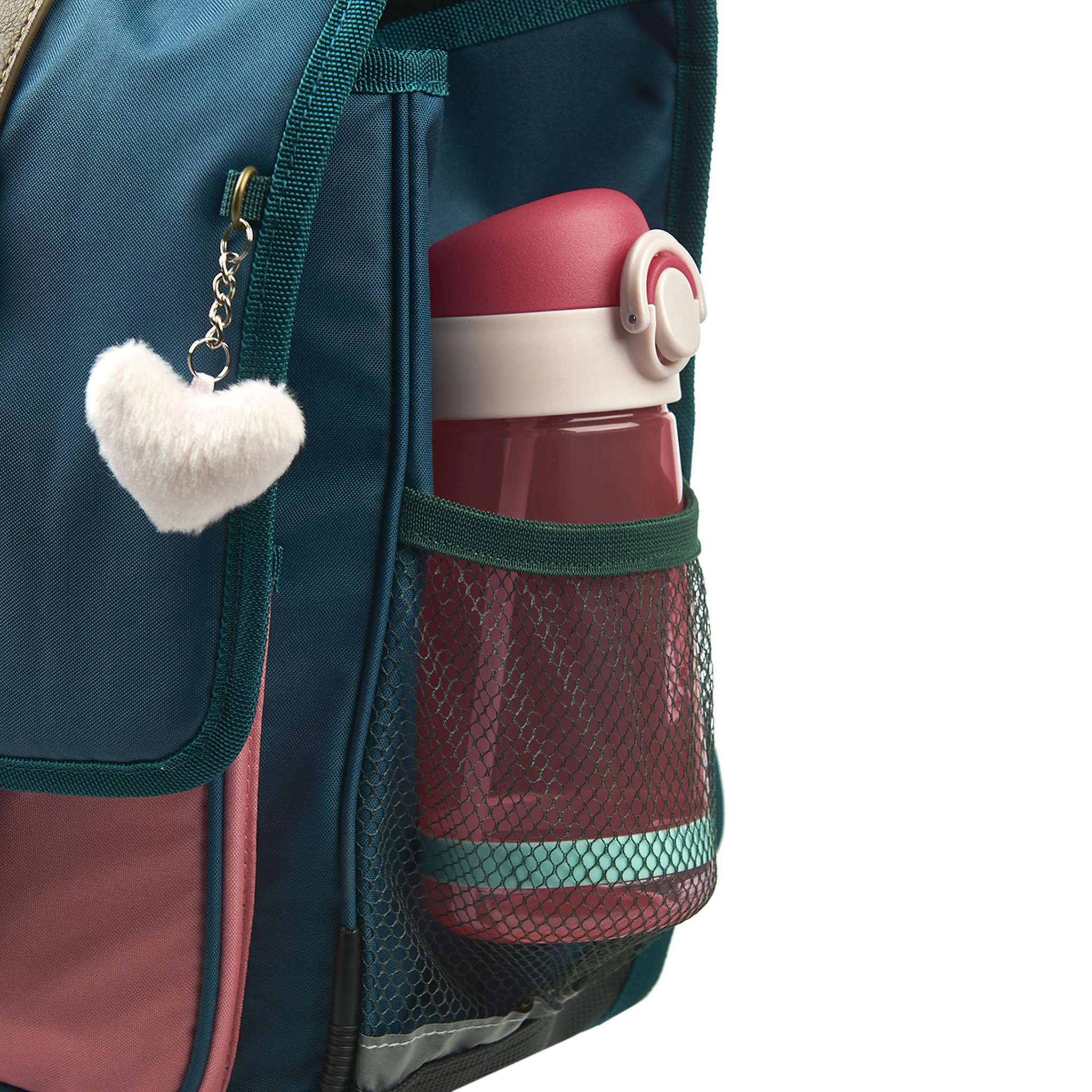 Voir la diapositive 7 : AUCHAN Cartable 38 cm CP/CE1/CE2 vert et rose avec leds