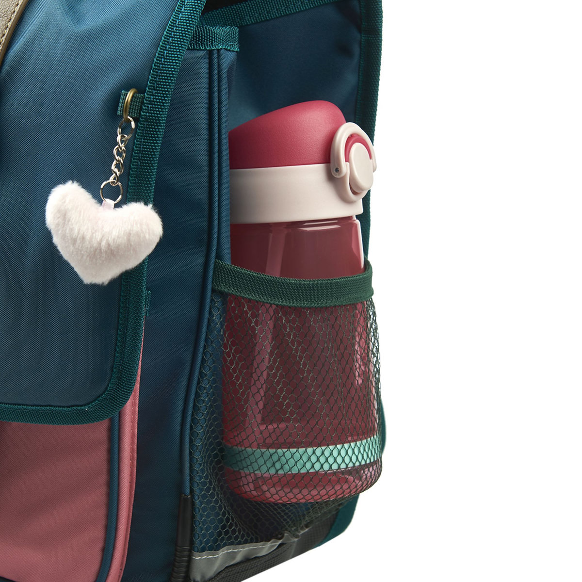 AUCHAN Cartable 38 cm CP/CE1/CE2 vert et rose avec leds