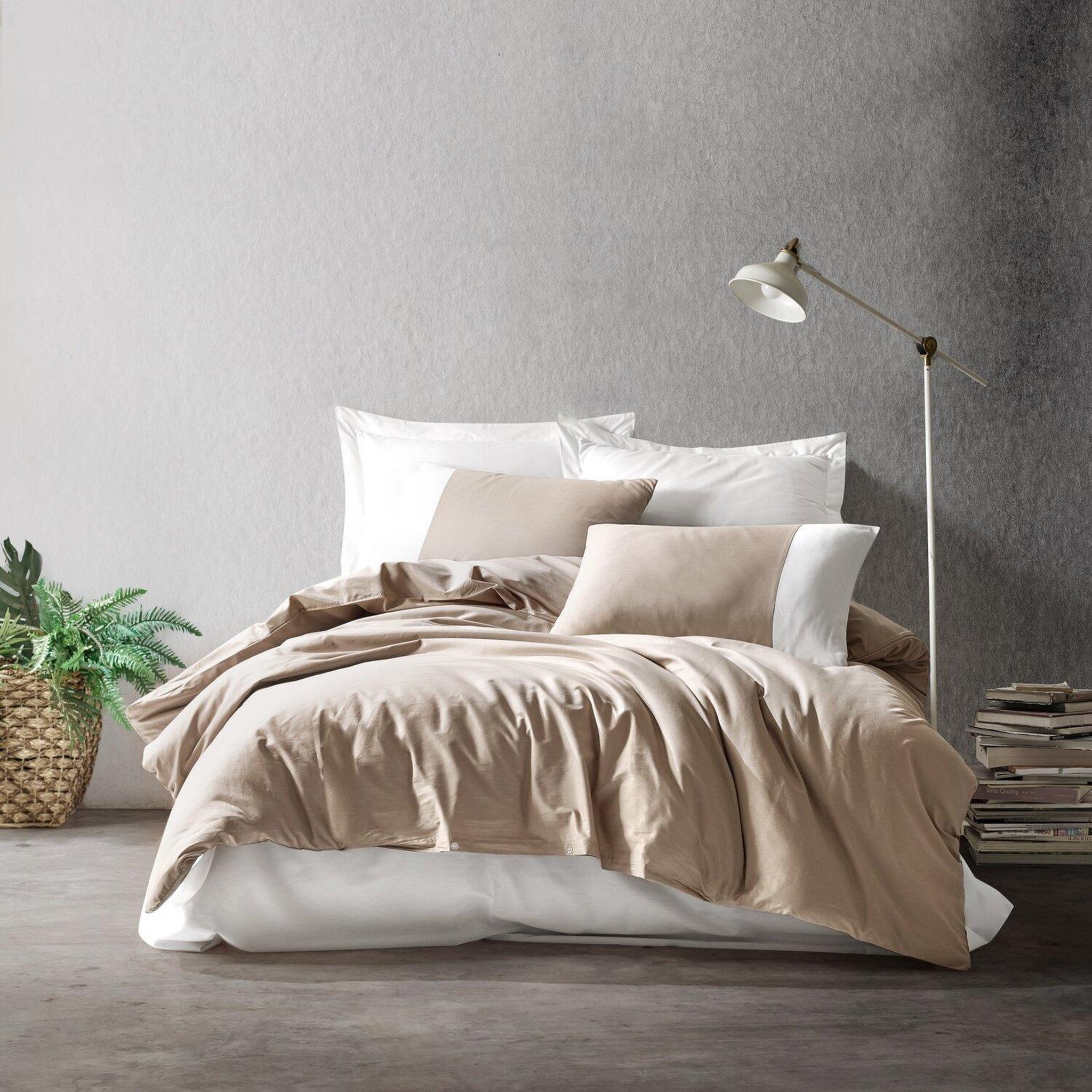 Home collection Parure housse de couette avec taie(s) 100 % coton Plain