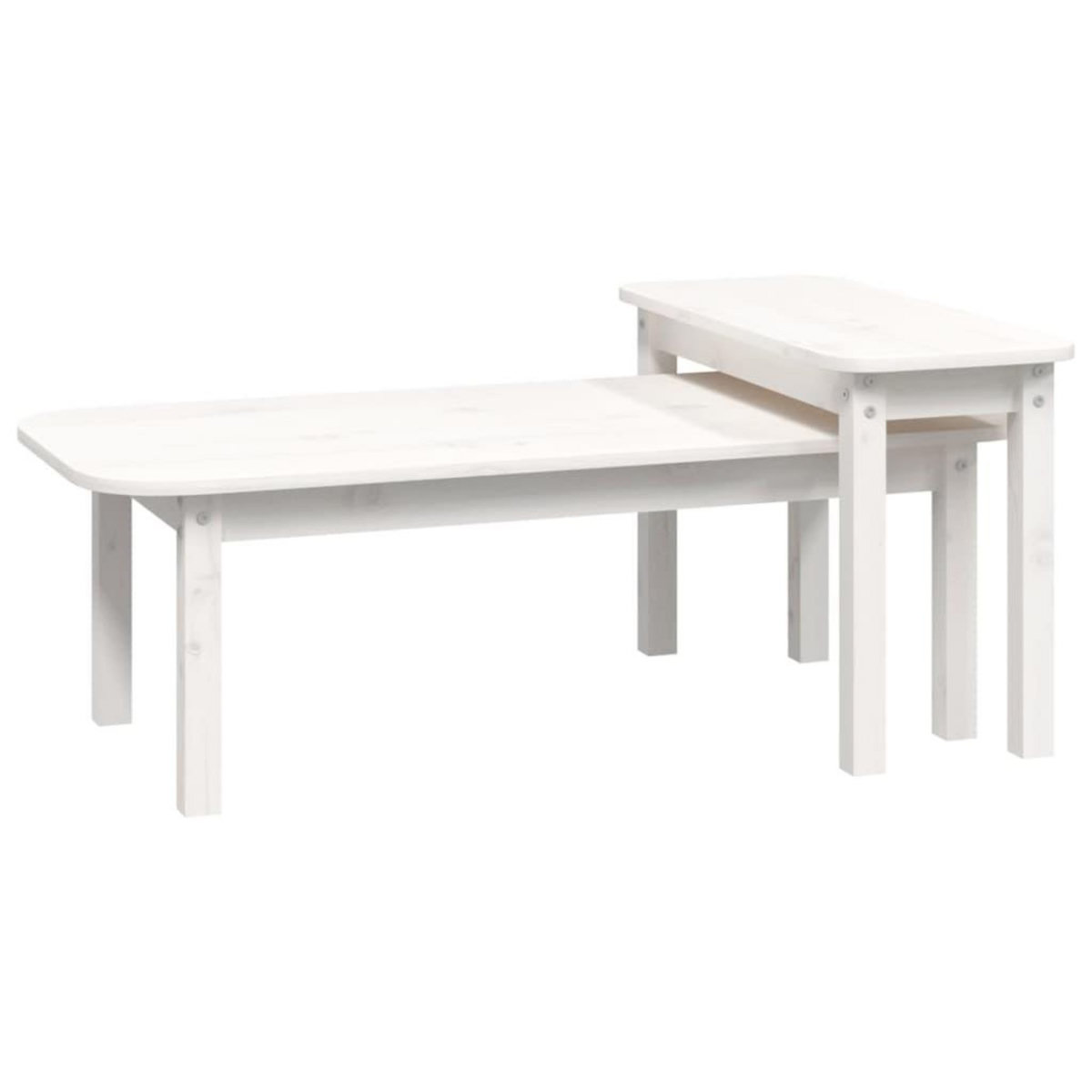 VIDAXL Ensemble de tables basses 2 pcs Blanc Bois massif de pin
