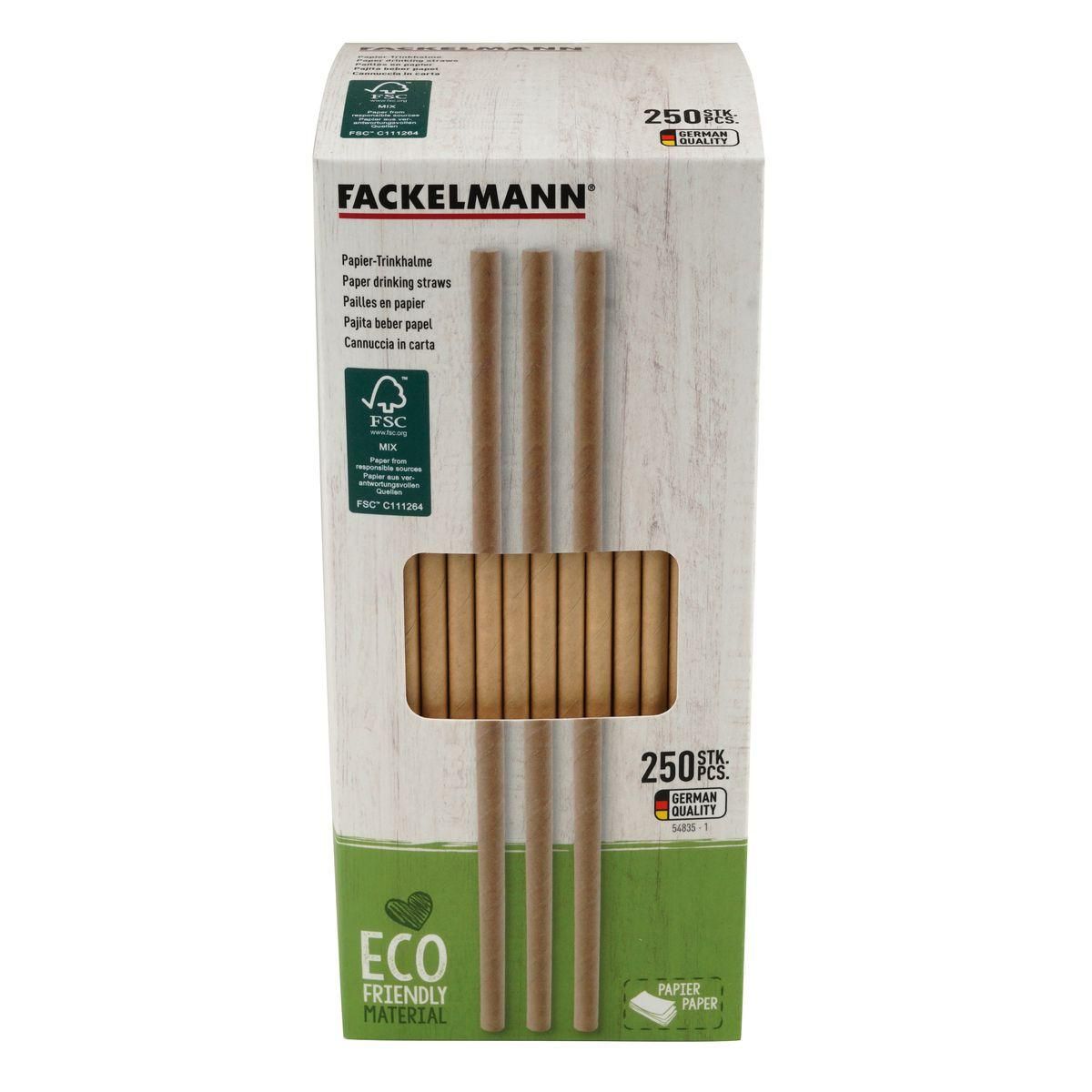 Fackelmann Boite de 250 pailles en papier brun 21 cm Fackelmann Nature