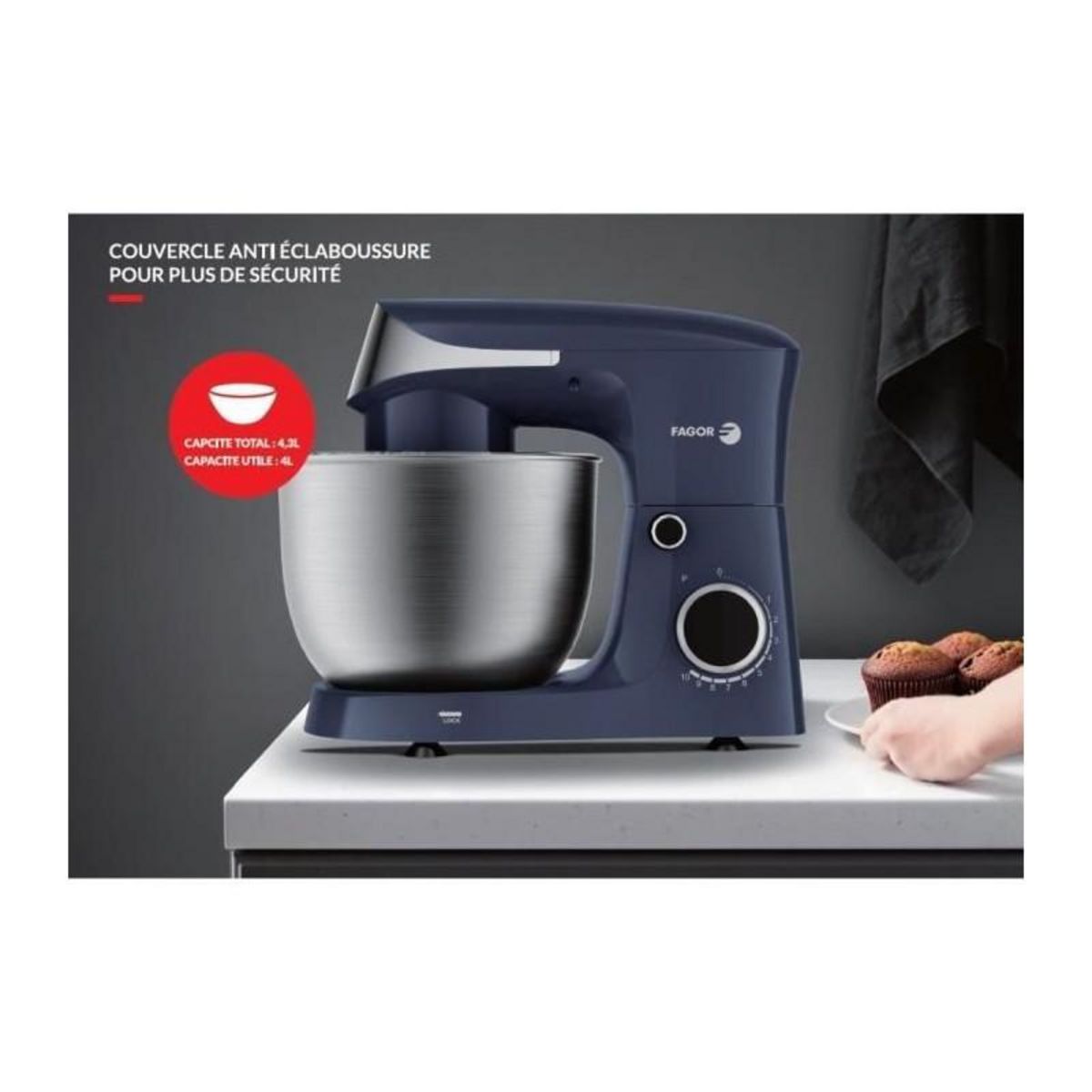 Fagor Robot Pâtissier - FAGOR - FG2433 - 1500W - Bol Inox : 4.3L