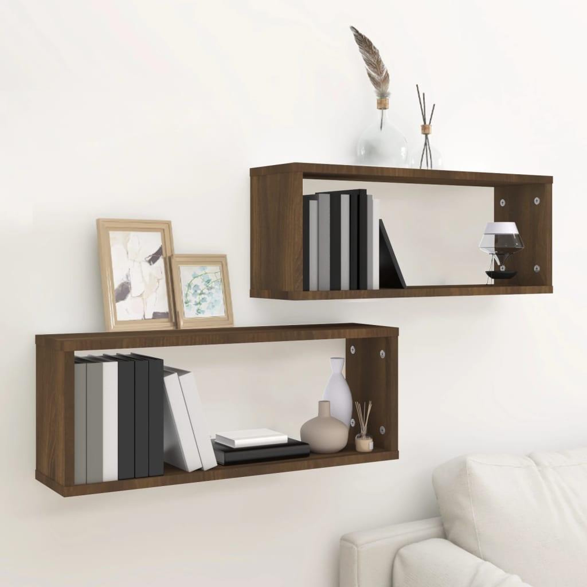 VIDAXL Etageres murales cube 2 pcs Chene marron Bois d'ingenierie