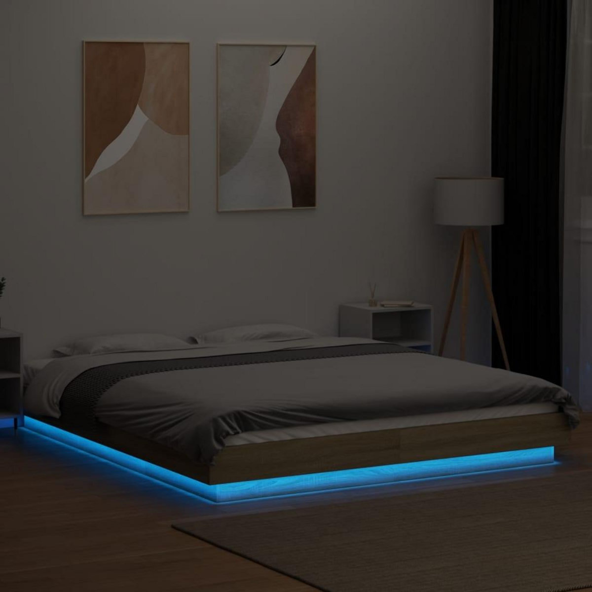 VIDAXL Cadre de lit avec lumieres LED sans matelas 160x200 cm