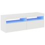 Voir la diapositive 2 : VIDAXL Meubles TV avec lumieres LED 2 pcs blanc brillant 60x35x40 cm