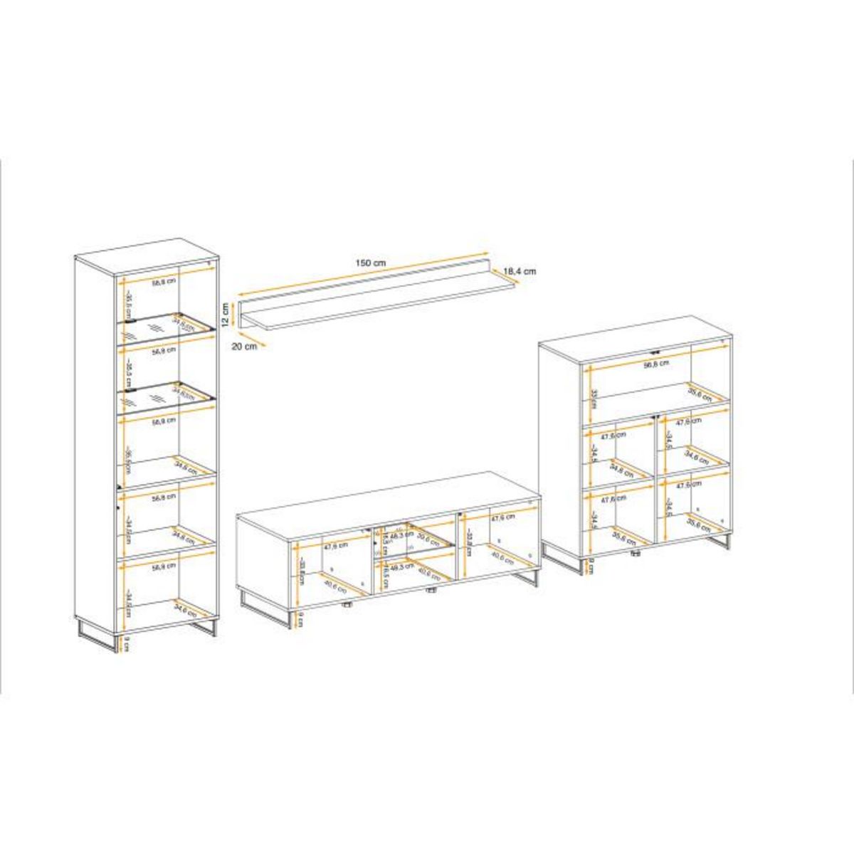 Paris Prix Ensemble Meuble TV Design  Plank  330cm Naturel