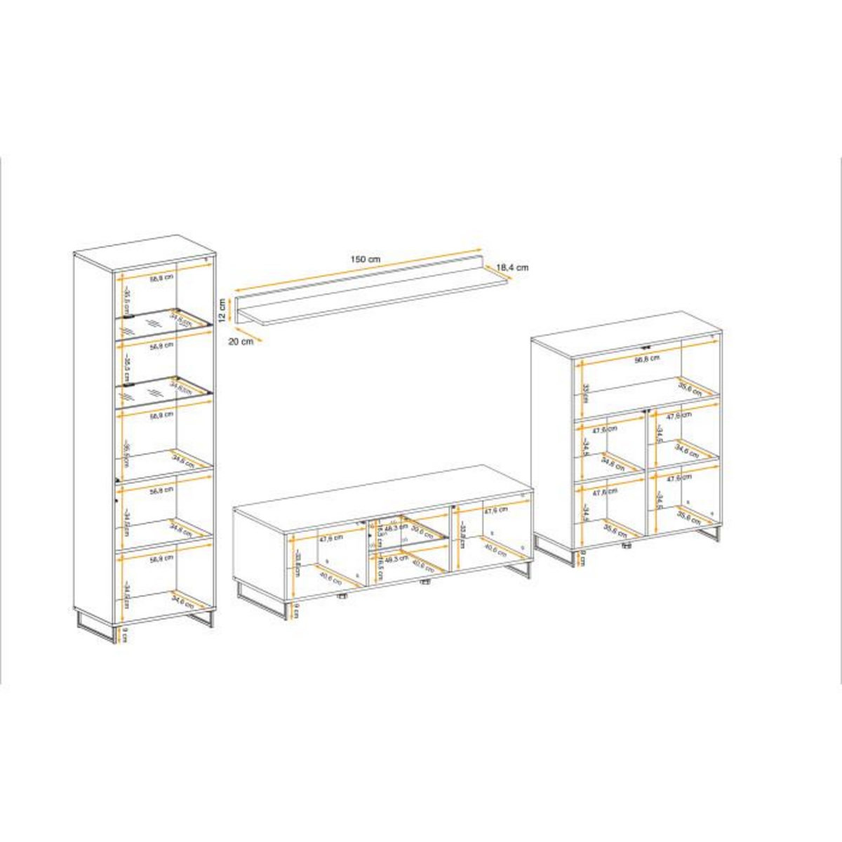Paris Prix Ensemble Meuble TV Design  Plank  330cm Naturel
