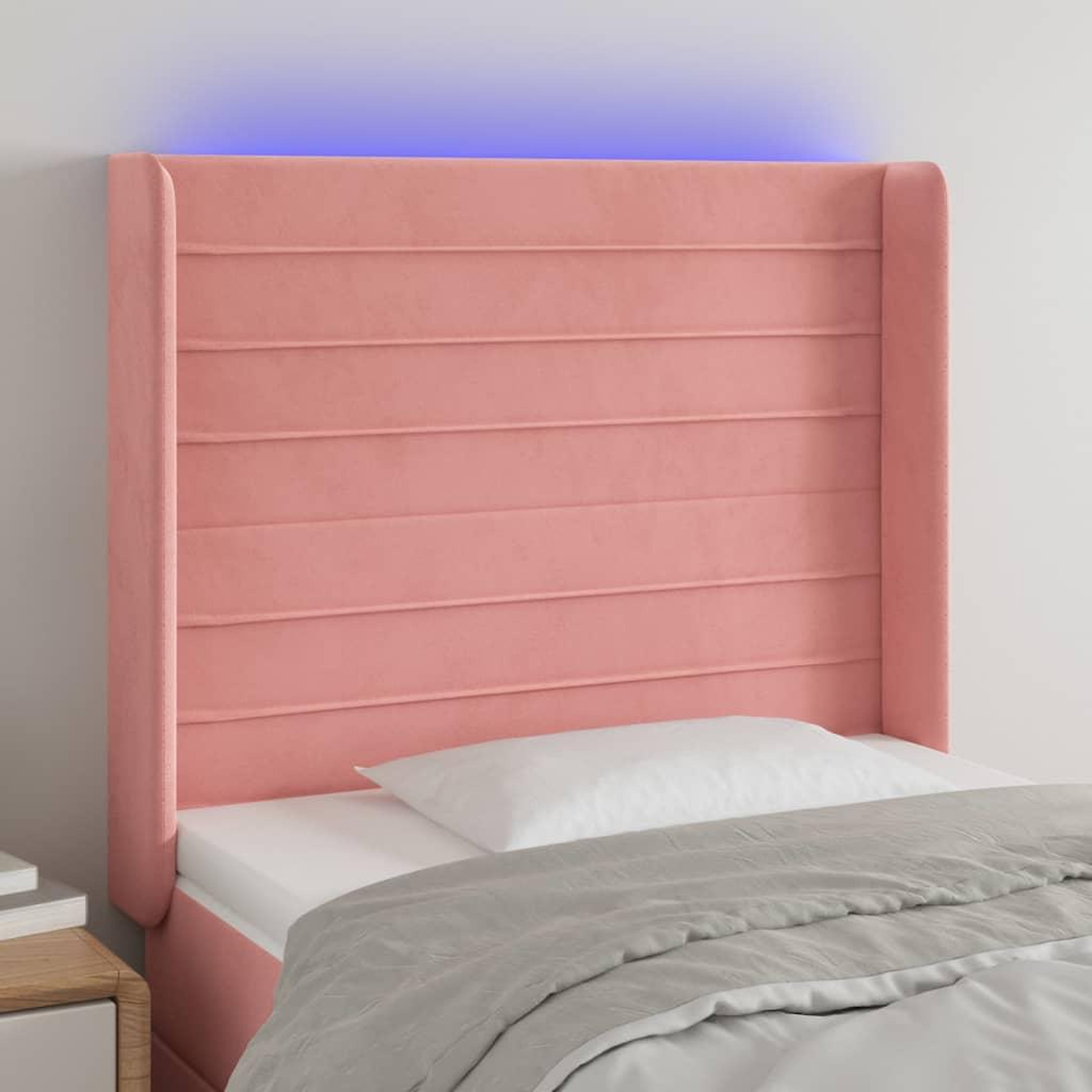 Voir la diapositive 1 : VIDAXL Tete de lit a LED Rose 83x16x118/128 cm Velours