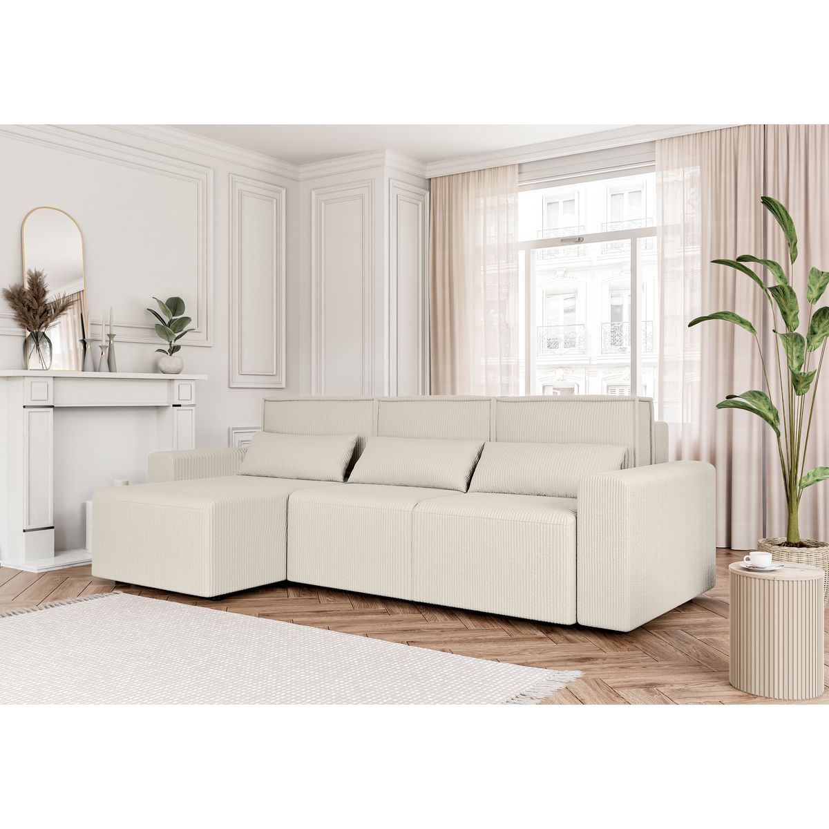 Canapé d'angle convertible et réversible velours côtelé JOY