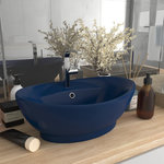 VIDAXL Lavabo ovale a trop-plein Bleu fonce mat 58,5x39 cm Ceramique