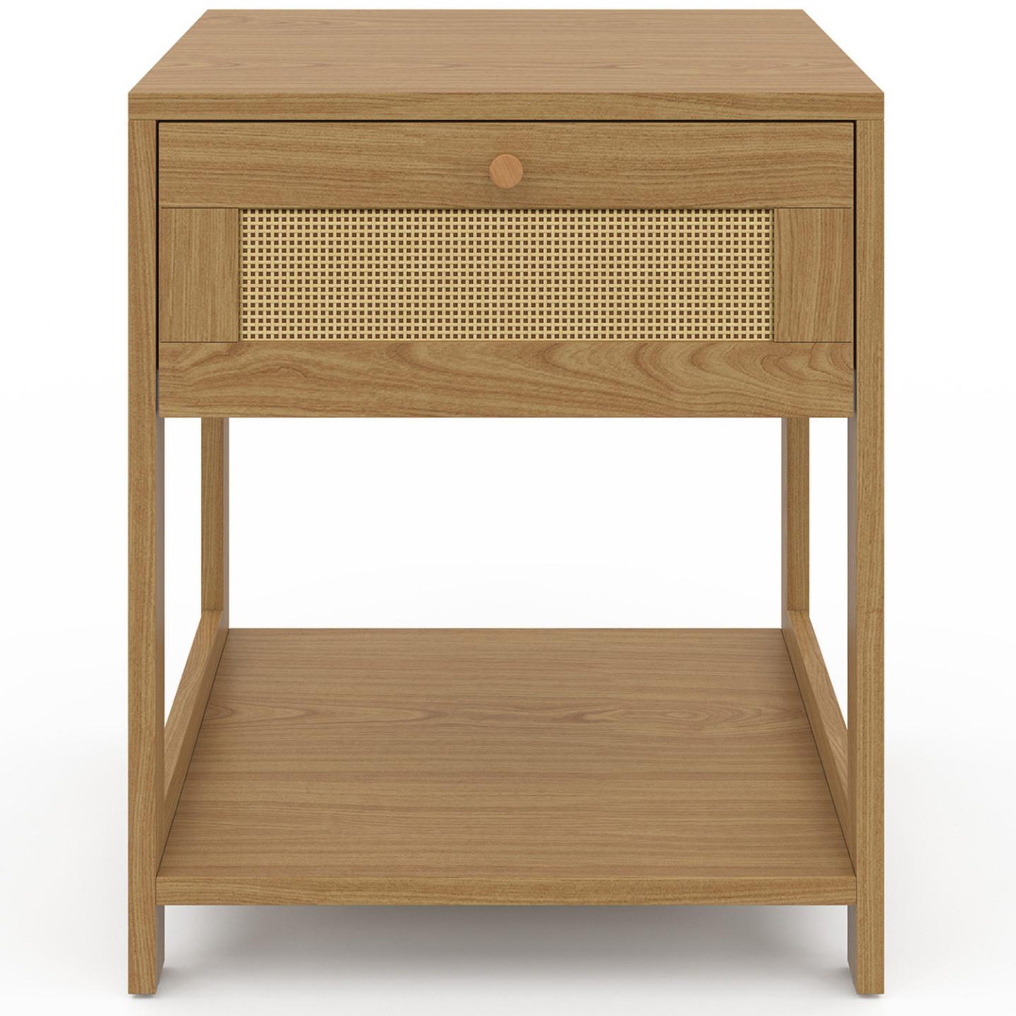 Voir la diapositive 4 : ID MARKET Lot de 2 tables de chevet hanae vintage 1 tiroir avec tablette effet naturel cannage