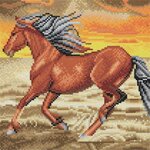 Oz International Tableau Crystal Art à diamanter - Cheval au galop - 30 x 30 cm