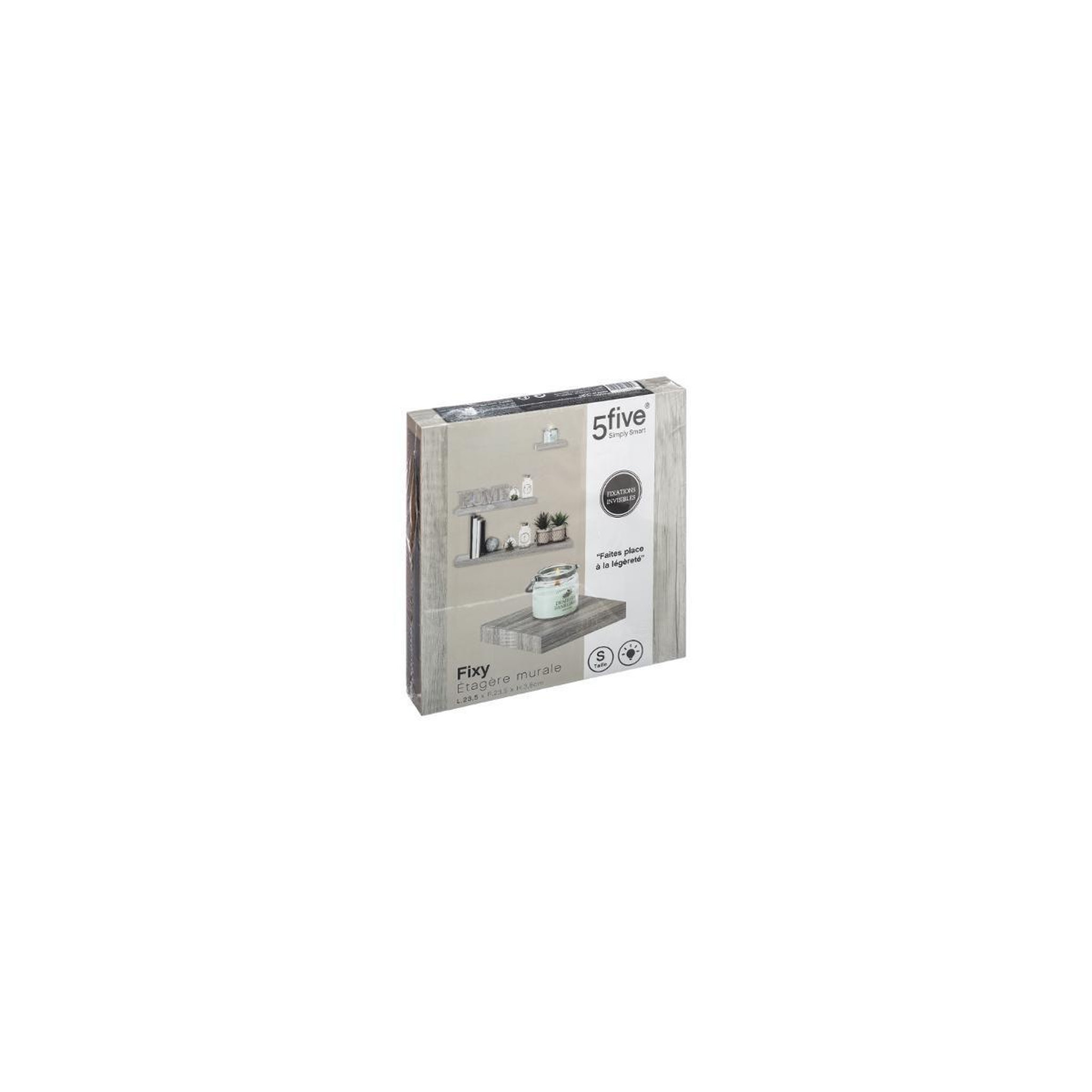 Voir la diapositive 2 : FIVE Étagère murale carré  fixy  24cm chêne gris