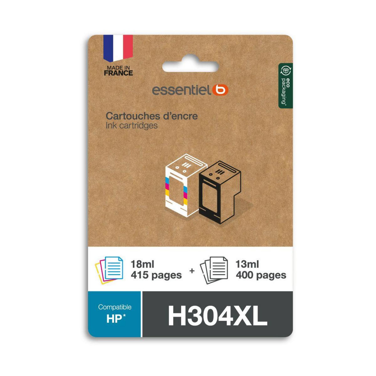 ESSENTIEL B Cartouche Pack Compatible H304 XL (Noir + 3 Couleurs Haute Capacité)
