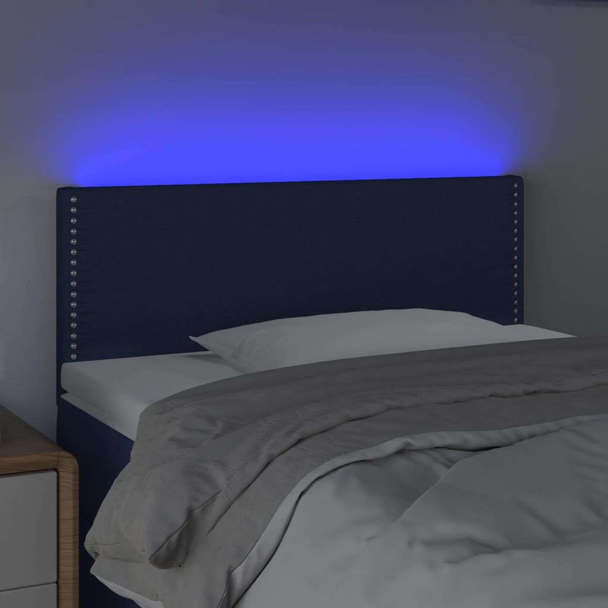 Voir la diapositive 3 : VIDAXL Tete de lit a LED Bleu 80x5x78/88 cm Tissu