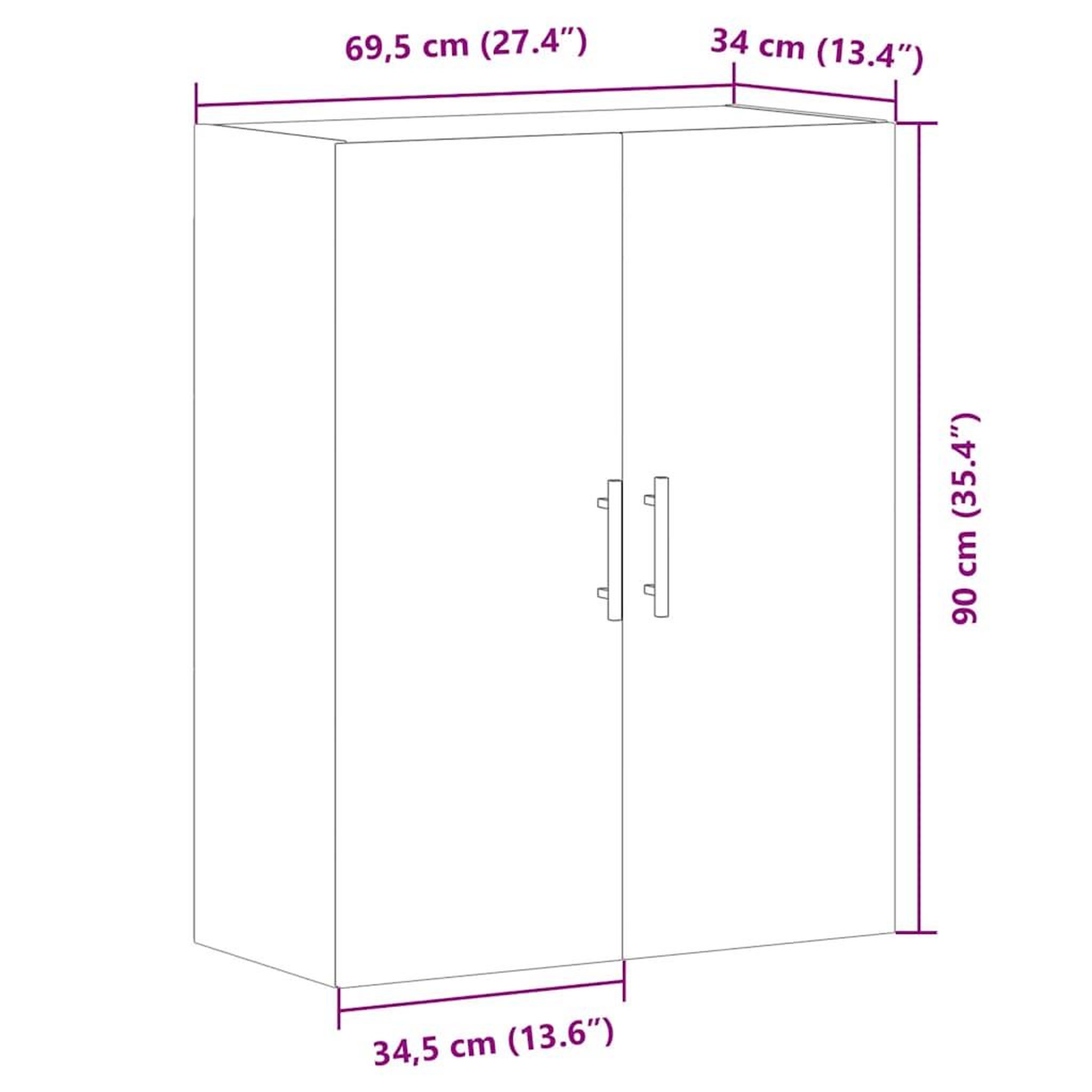 Voir la diapositive 6 : VIDAXL Armoire murale chene artisanal 69,5x34x90 cm