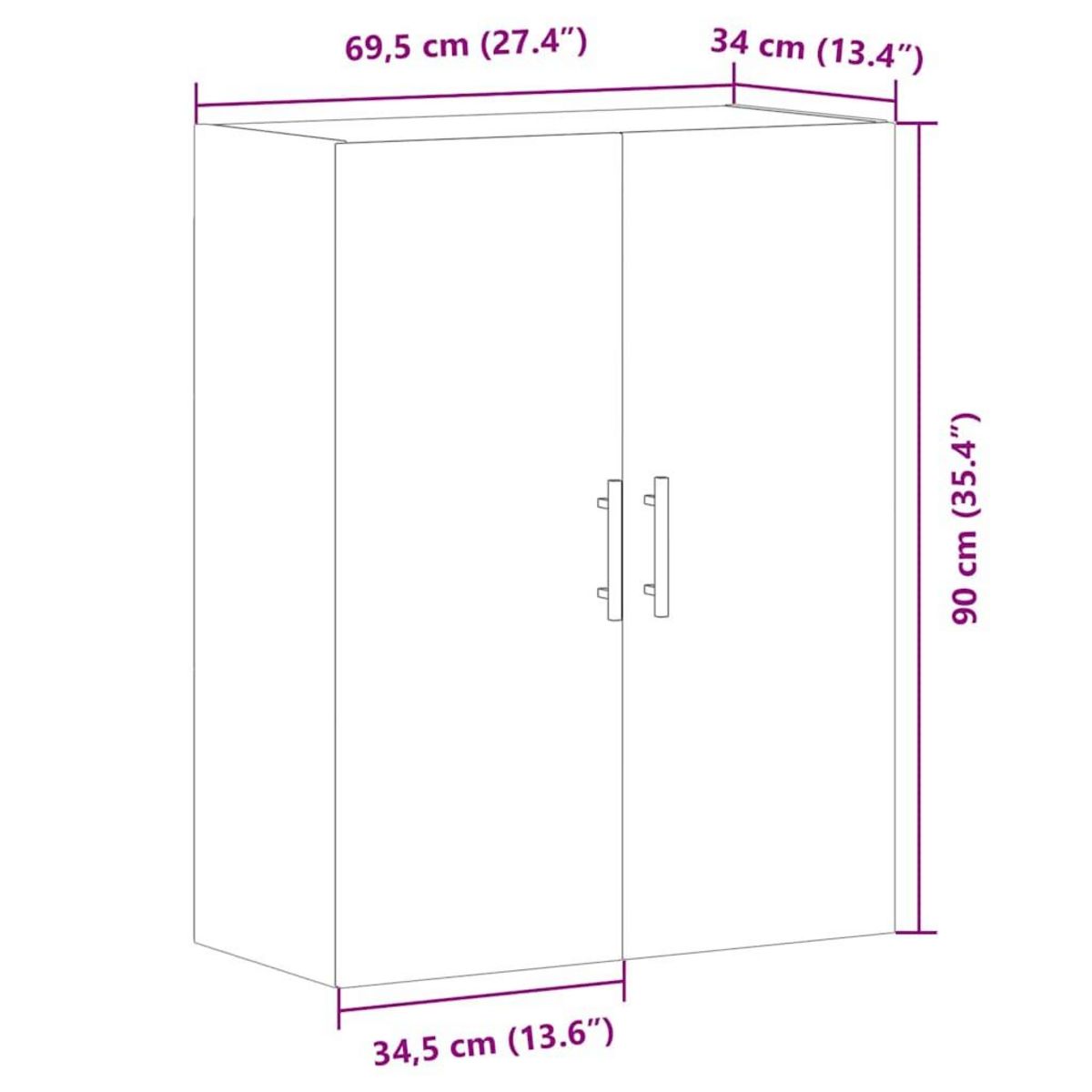 VIDAXL Armoire murale chene artisanal 69,5x34x90 cm
