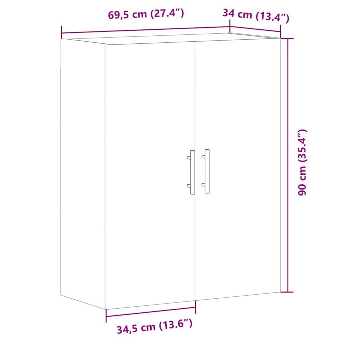 VIDAXL Armoire murale chene artisanal 69,5x34x90 cm