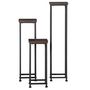Voir la diapositive 5 : OUTSUNNY Support pots de fleurs 3 pièces - lot de 3 étagères à fleurs - portes plantes - acier époxy noir plateaux aspect bois de noyer