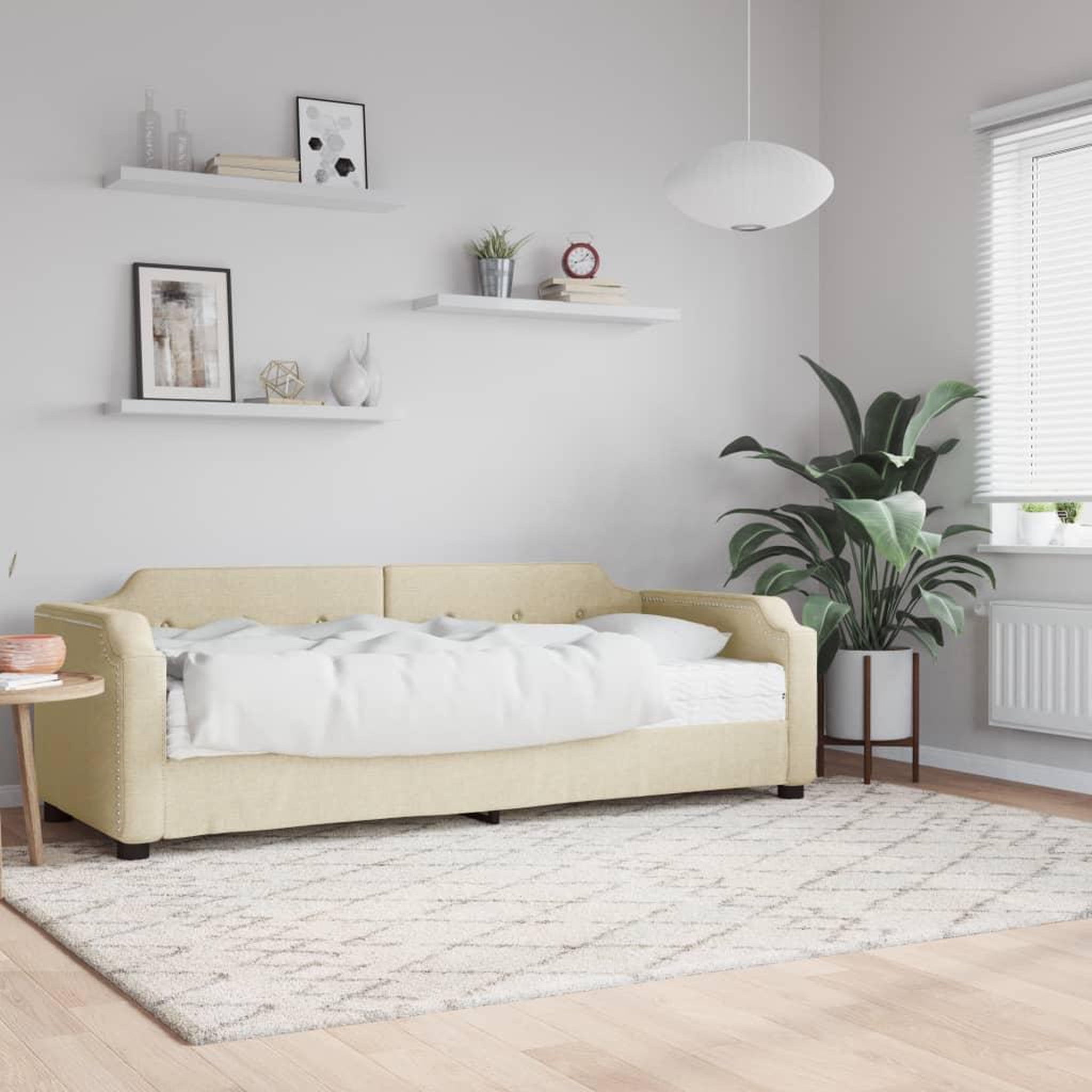 VIDAXL Lit de jour avec matelas creme 90x200 cm tissu