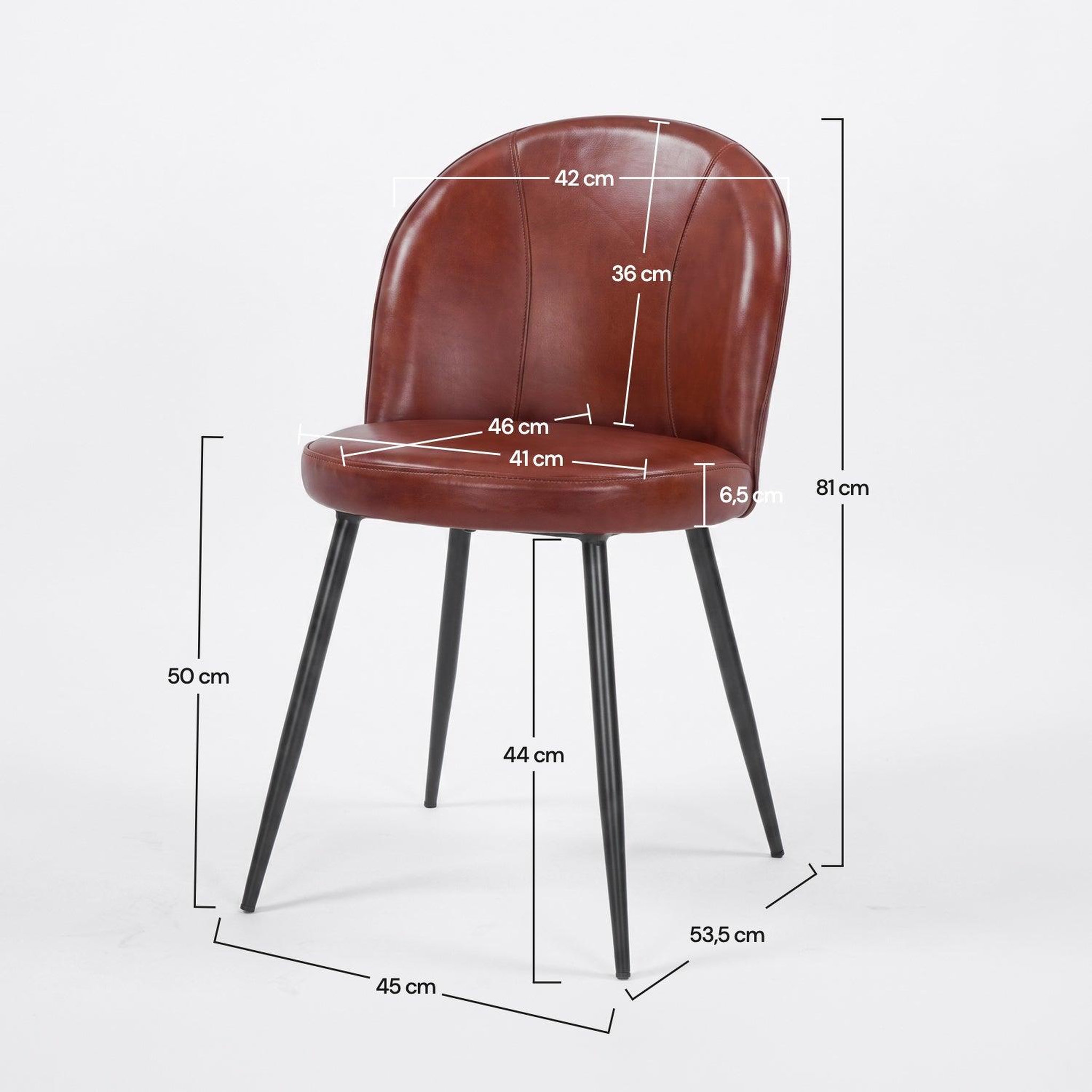 Voir la diapositive 4 : MAISON PAVANE Lot de 2 chaises en cuir de buffle marron rouge-célestin