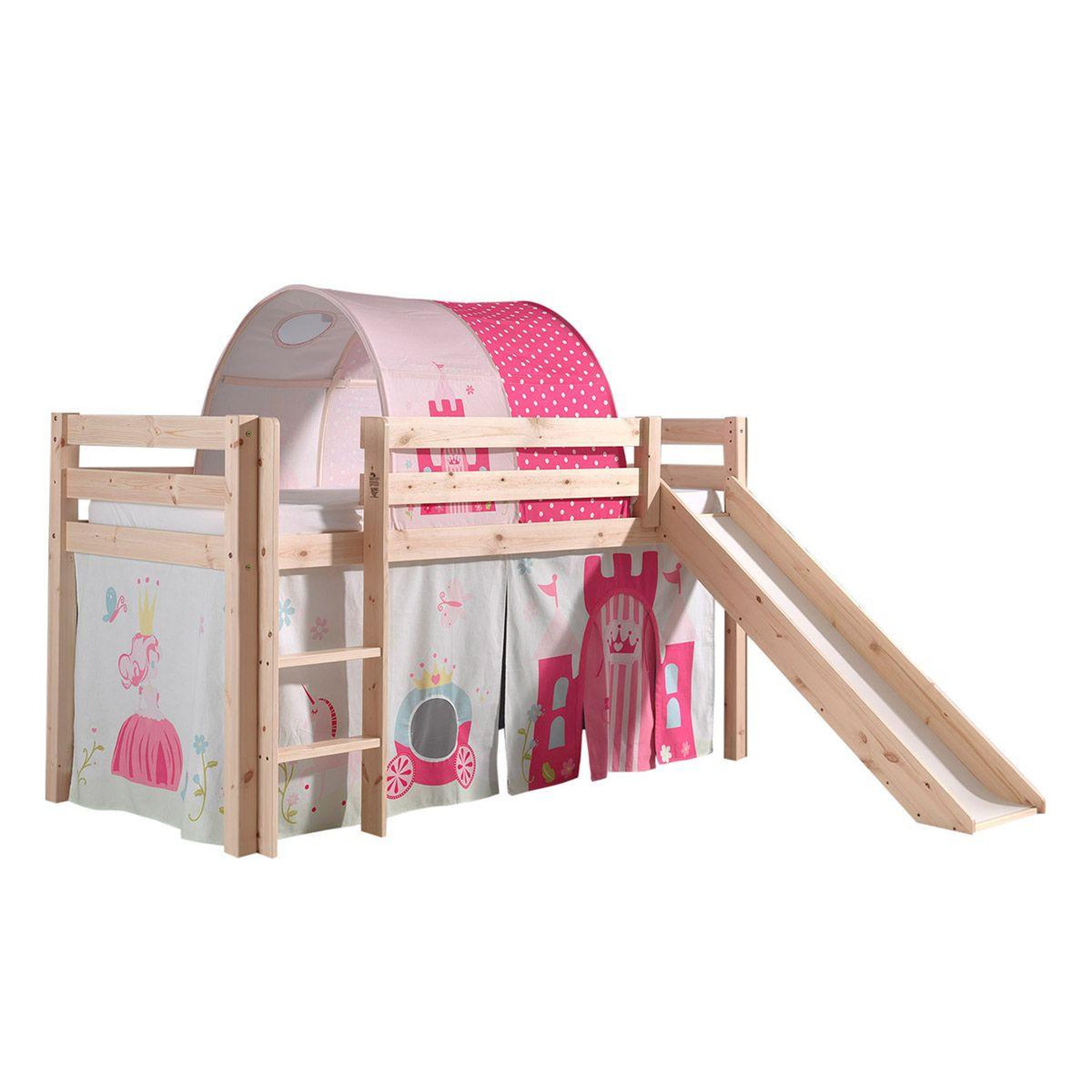 Voir la diapositive 1 : Paris Prix Pack - Lit Enfant, Toboggan, Tente & Tunnel  Pino Princesse  Naturel