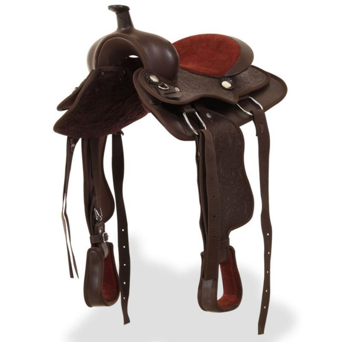 VIDAXL Selle, bridon et col de poitrine Cuir véritable 13 po Marron